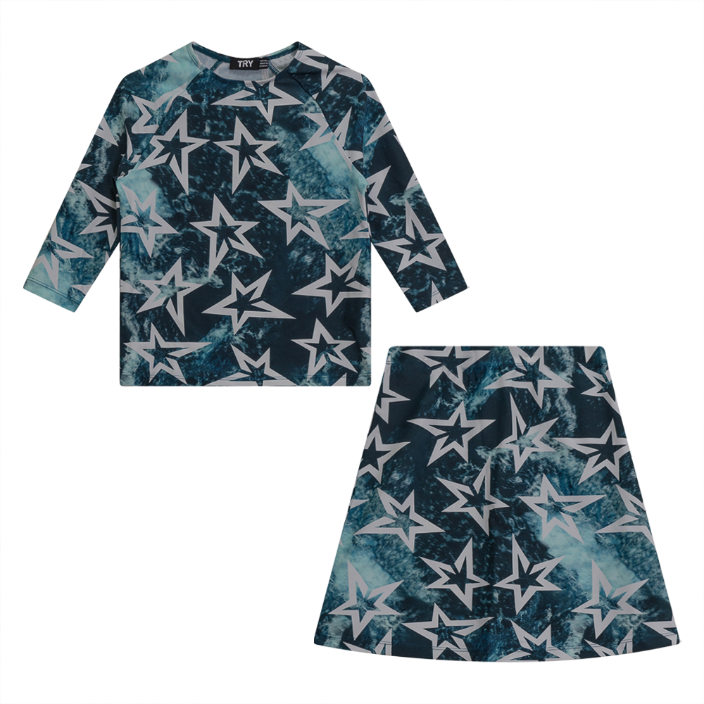 Tie Dye Swim 2PC Set in Teal by Try