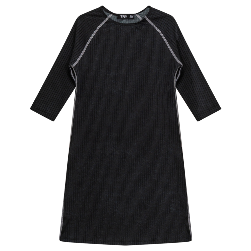 Rib Spandex Swim Dress in Grey Wash by Try