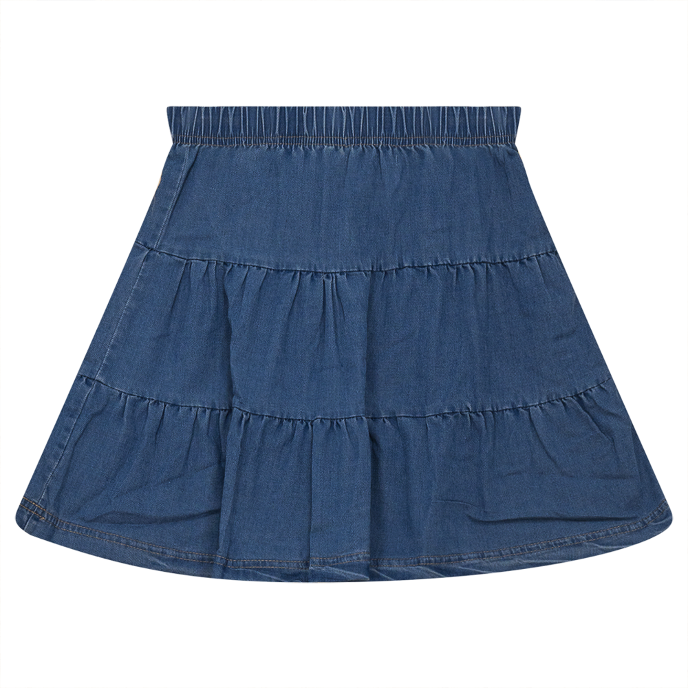 Denim Short Tiered Skirt in Medium Denim by Space Grey