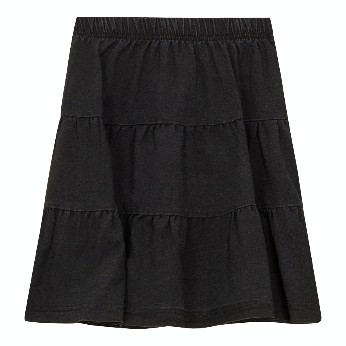 Denim Short Tiered Skirt in Black by Space Grey
