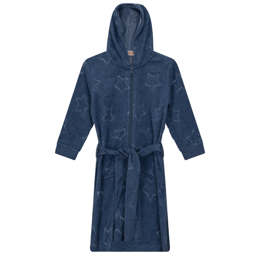 Star Jacquard Terry Robe With Belt in Denim Mix by Sunburnt