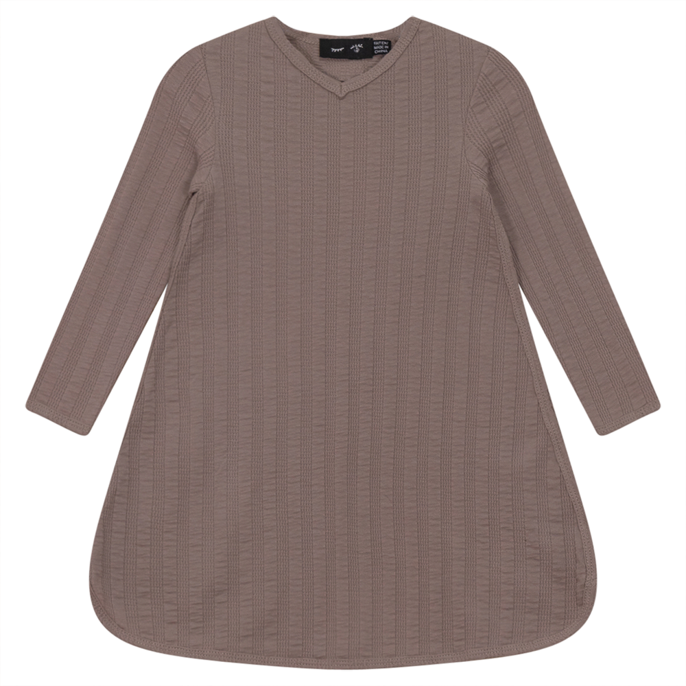 Striped Pointelle Rib Dress in Light Cocoa by Peek a boo