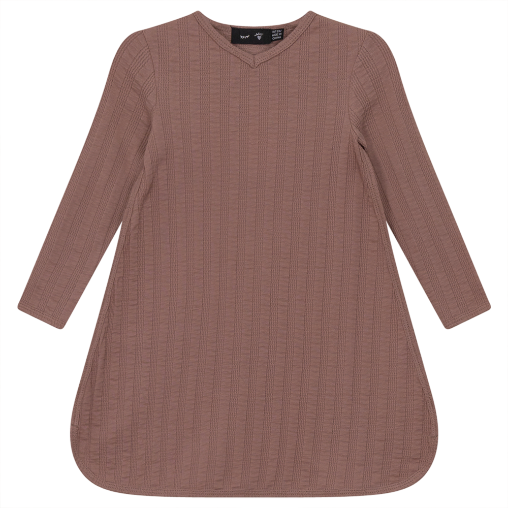 Striped Pointelle Rib Dress in Rose Cloud by Peek a boo