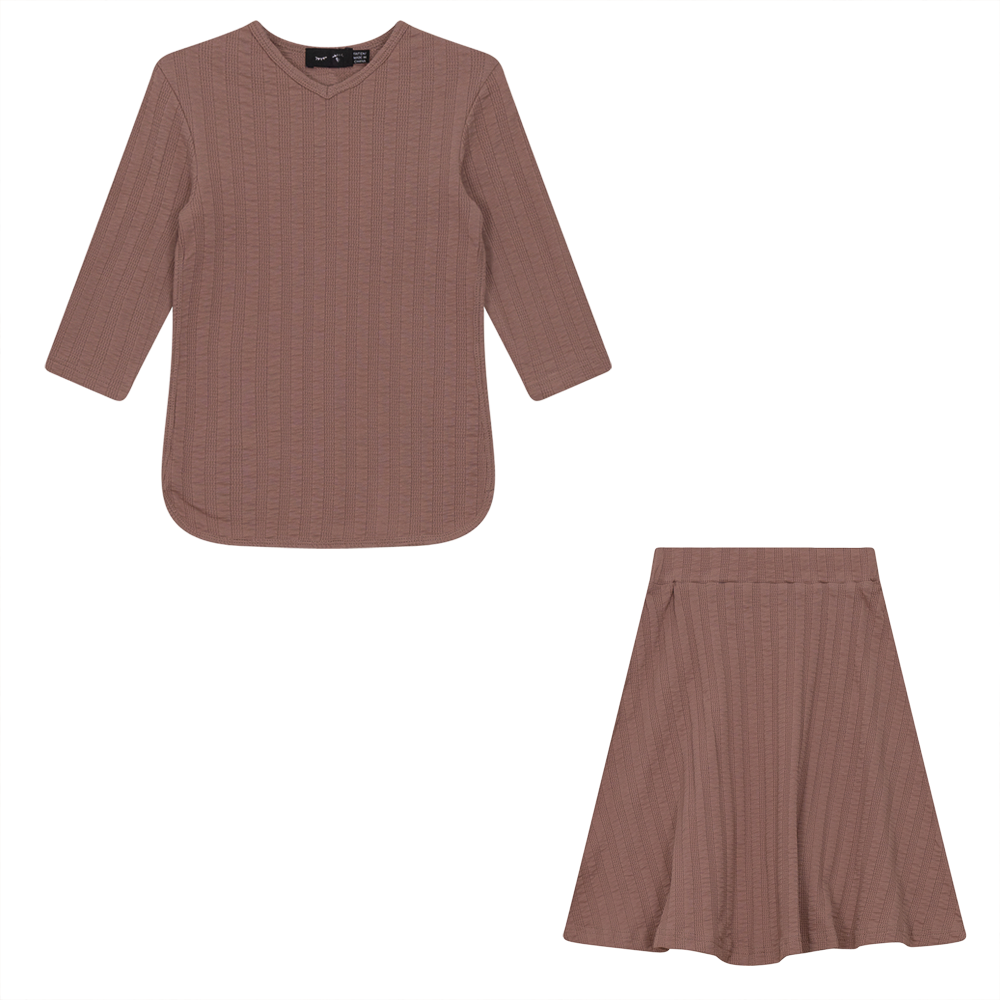 2PC Striped Pointelle Rib Set in Rose Cloud by Peek a boo