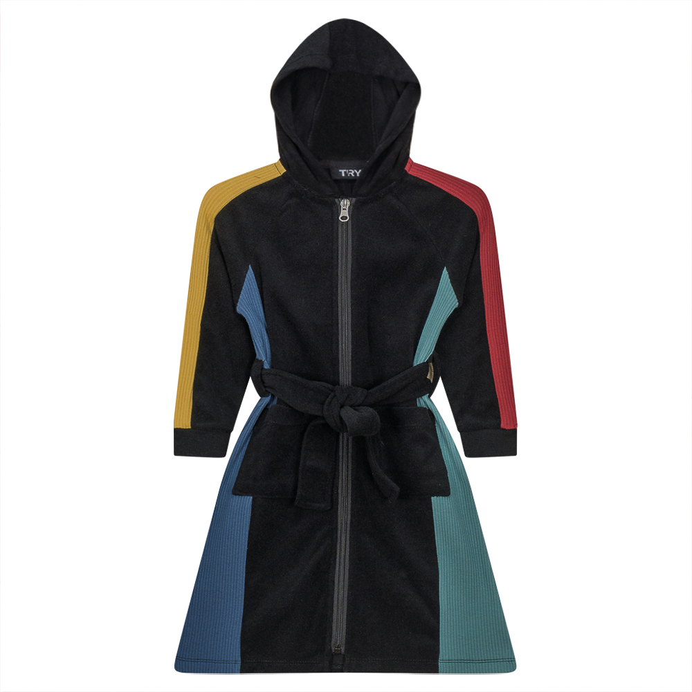 Colorblocked Terry Robe in Black by Try