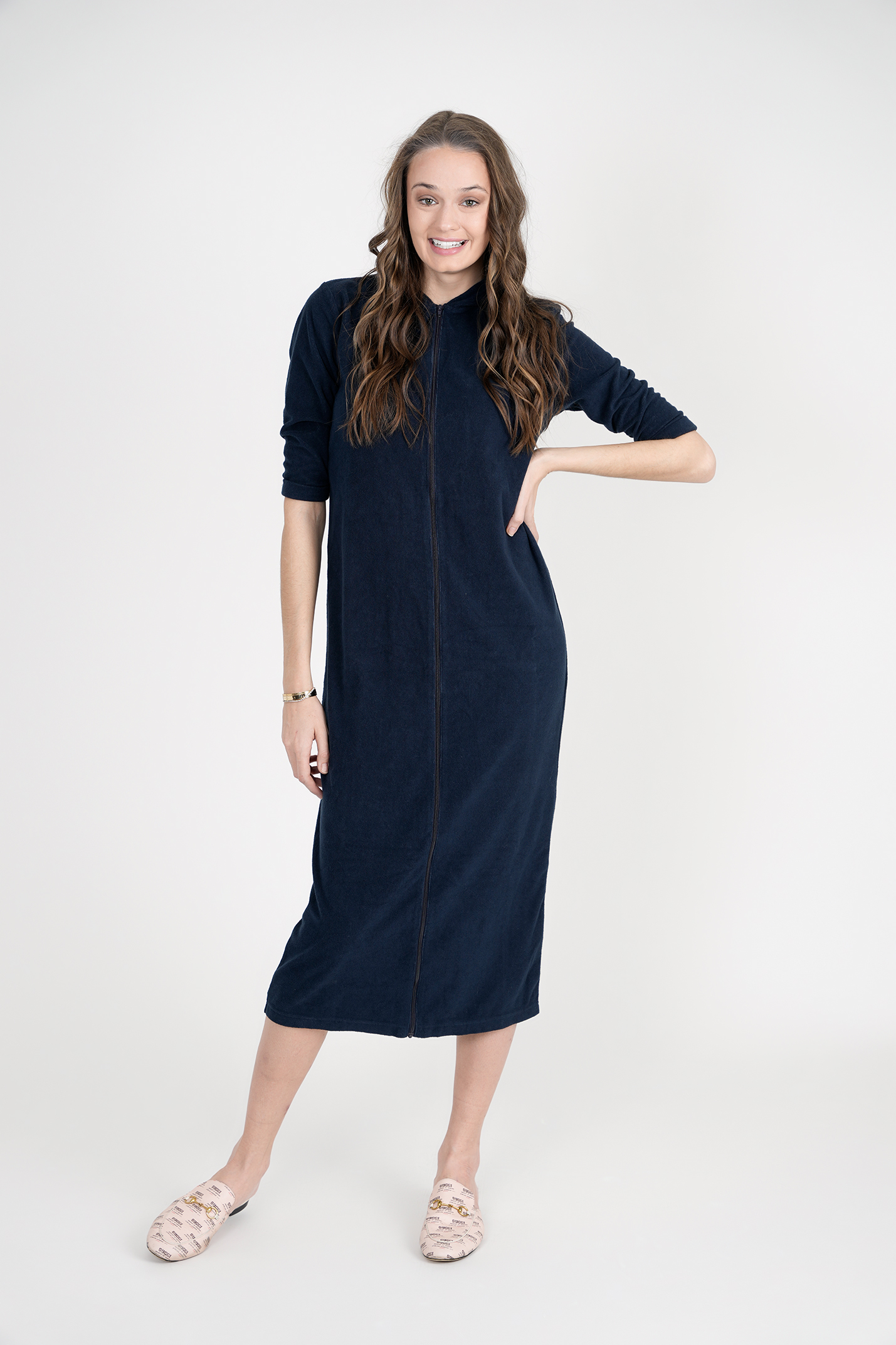 Oversized Terry Midi Robe in by Unclear