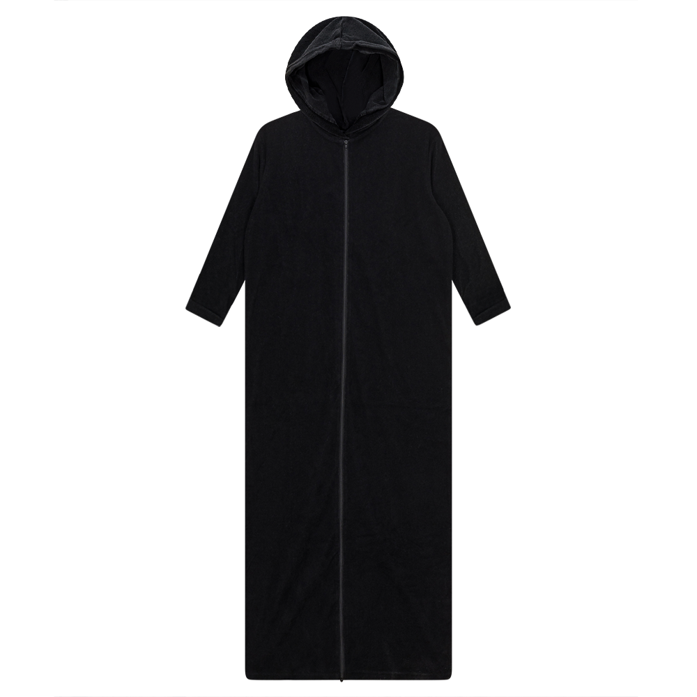Oversized Terry Midi Robe in Black by Unclear