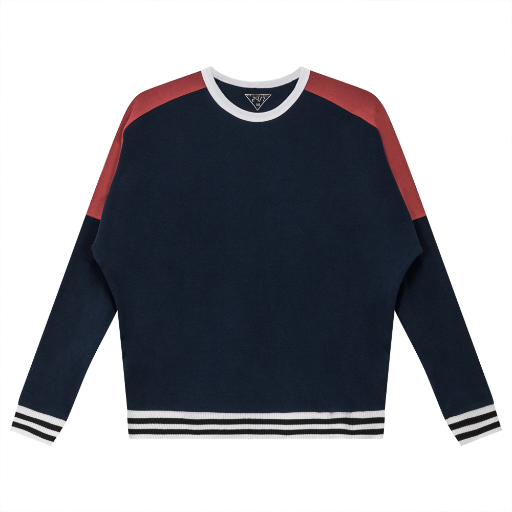 Color Blocked Top in Dark Denim Russet by 24/7