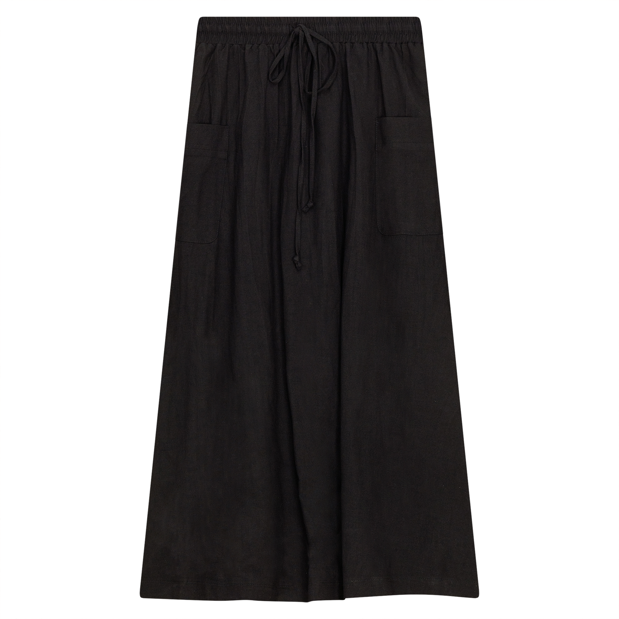 Linen Midi Pocket Skirt in Black by BuHu