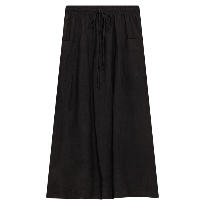 Linen Midi Pocket Skirt Black Ladies Skirt by {{ product_vemdor}}