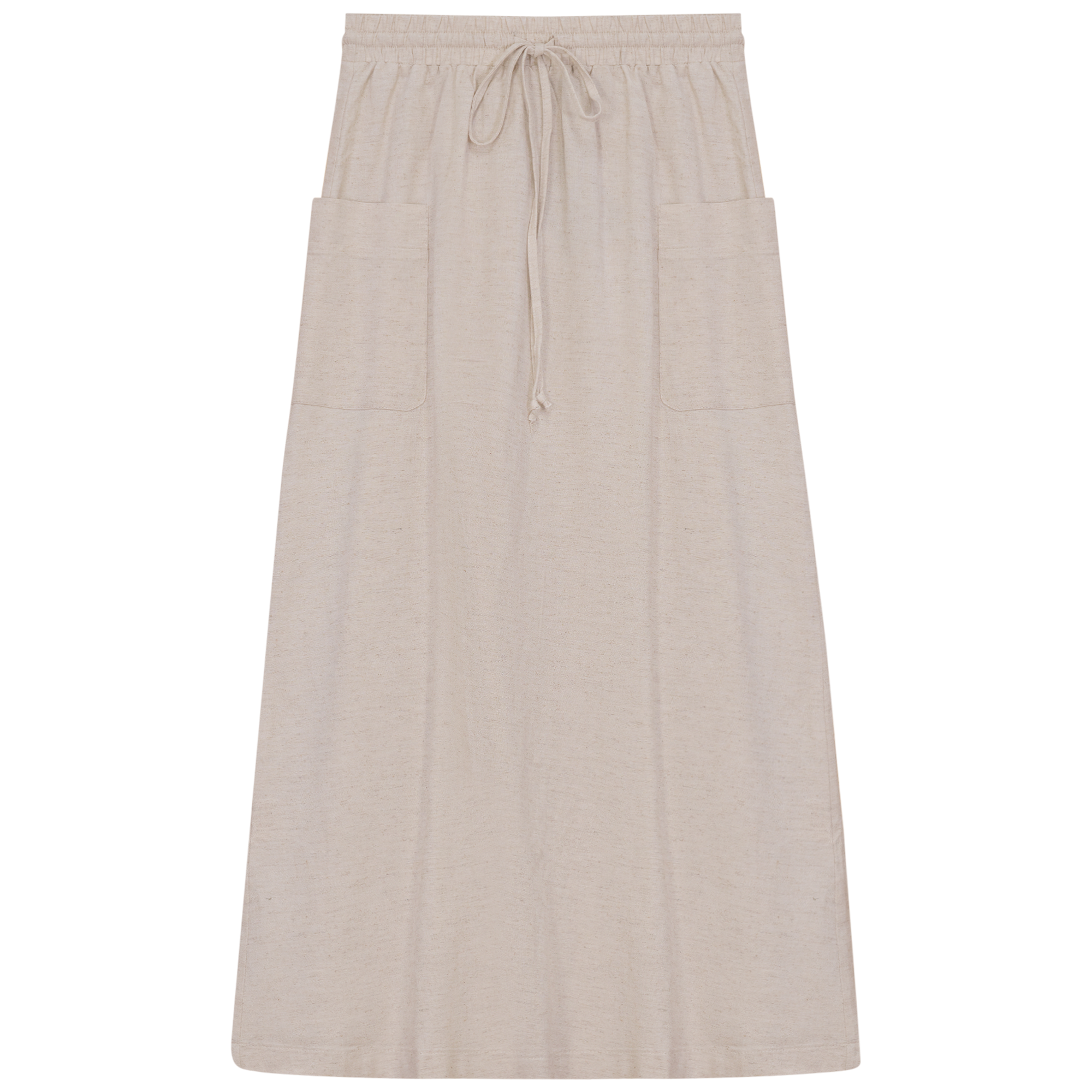 Linen Midi Pocket Skirt in Stone by BuHu
