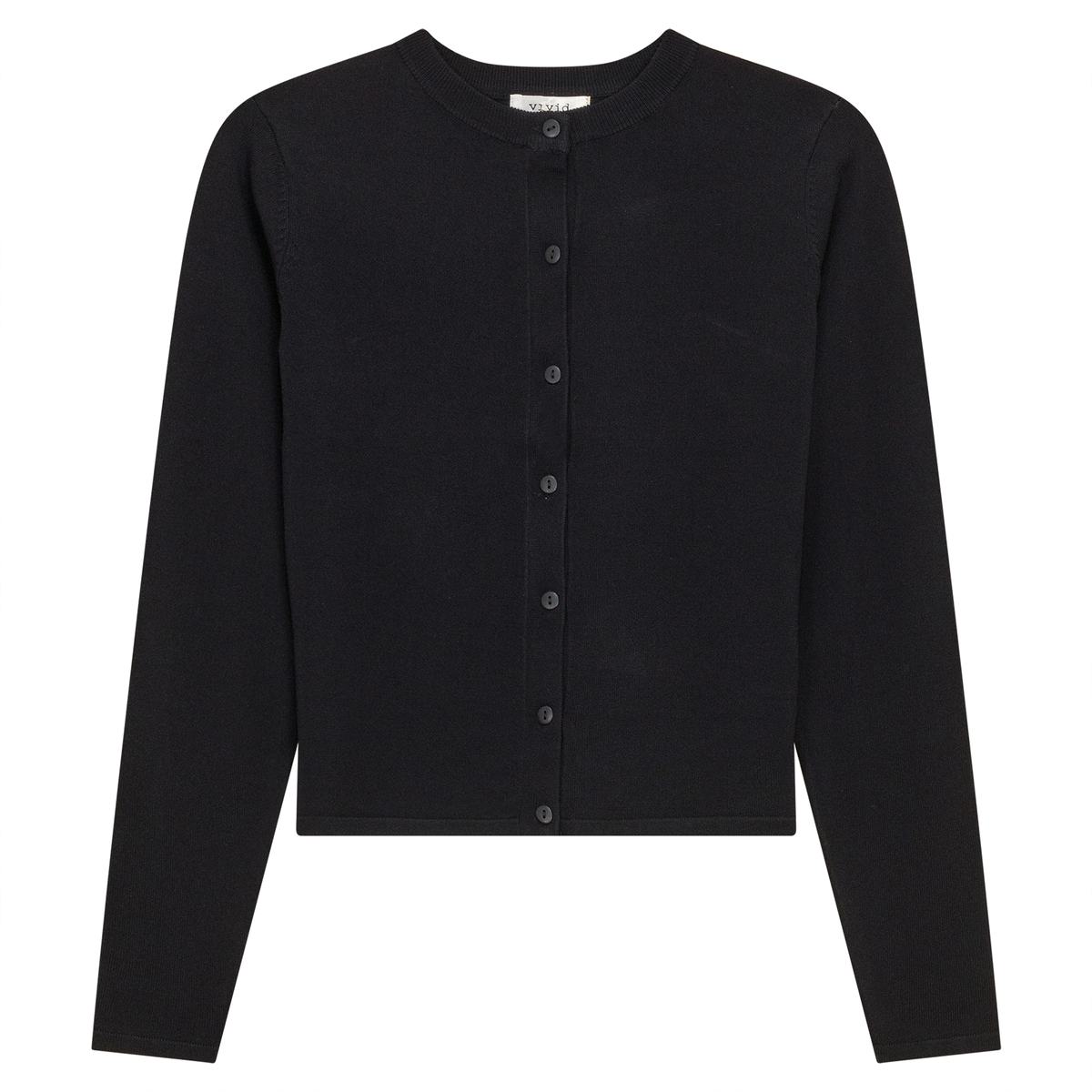 Cropped Knit Cardigan in Black by Vivid