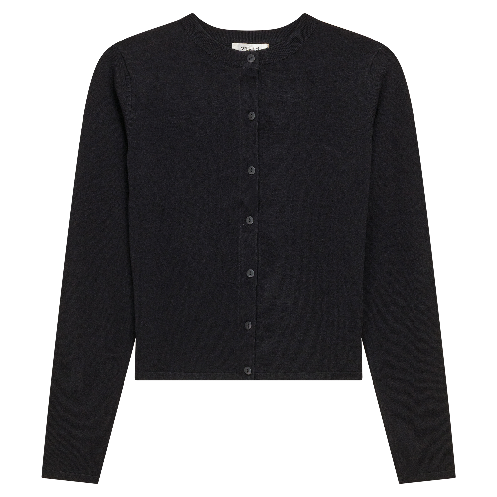 Cropped Knit Cardigan in Black by Vivid