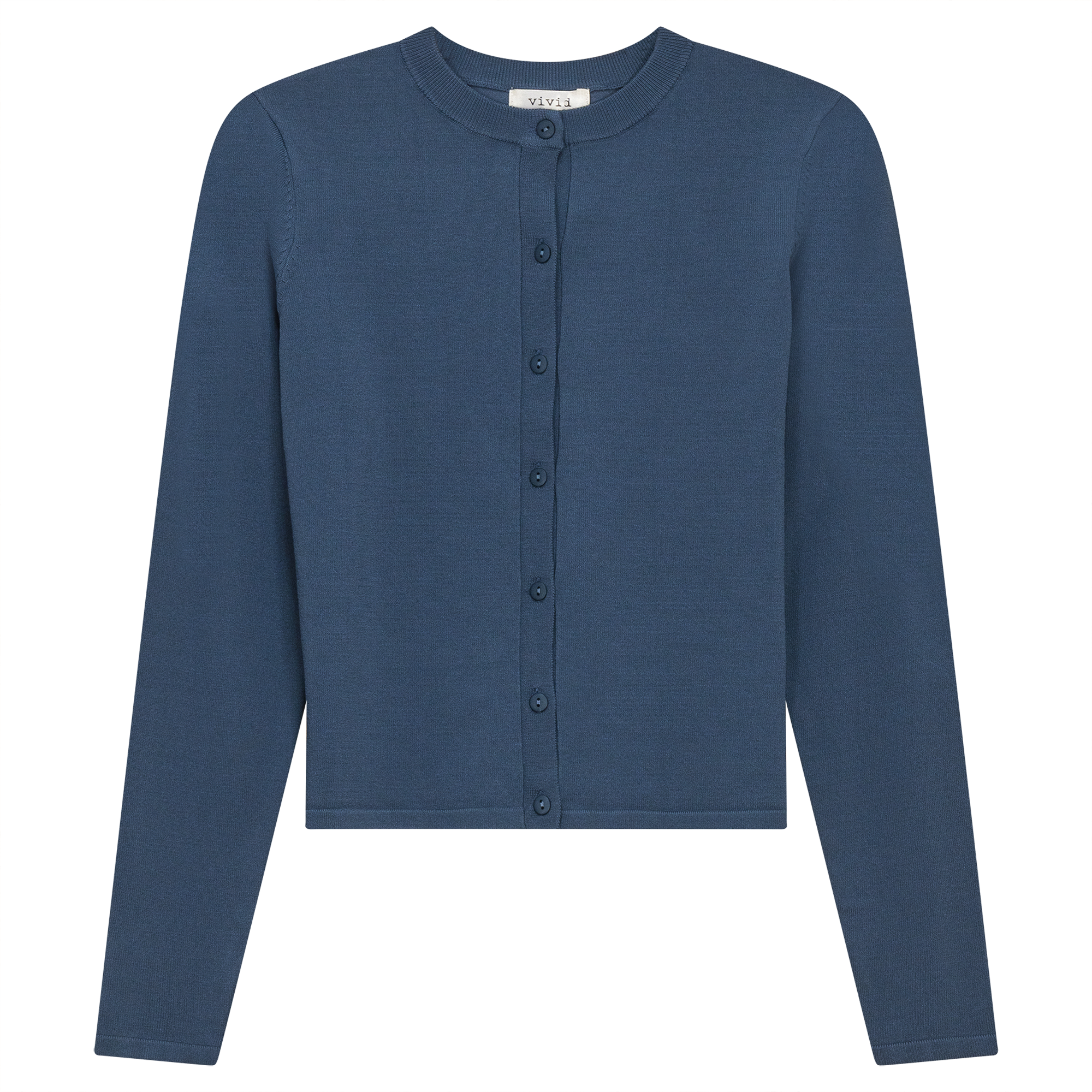 Cropped Knit Cardigan in Dark Denim by Vivid