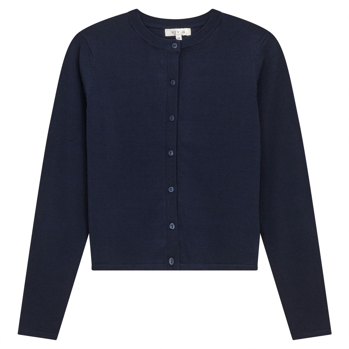 Cropped Knit Cardigan in Dark Navy by Vivid