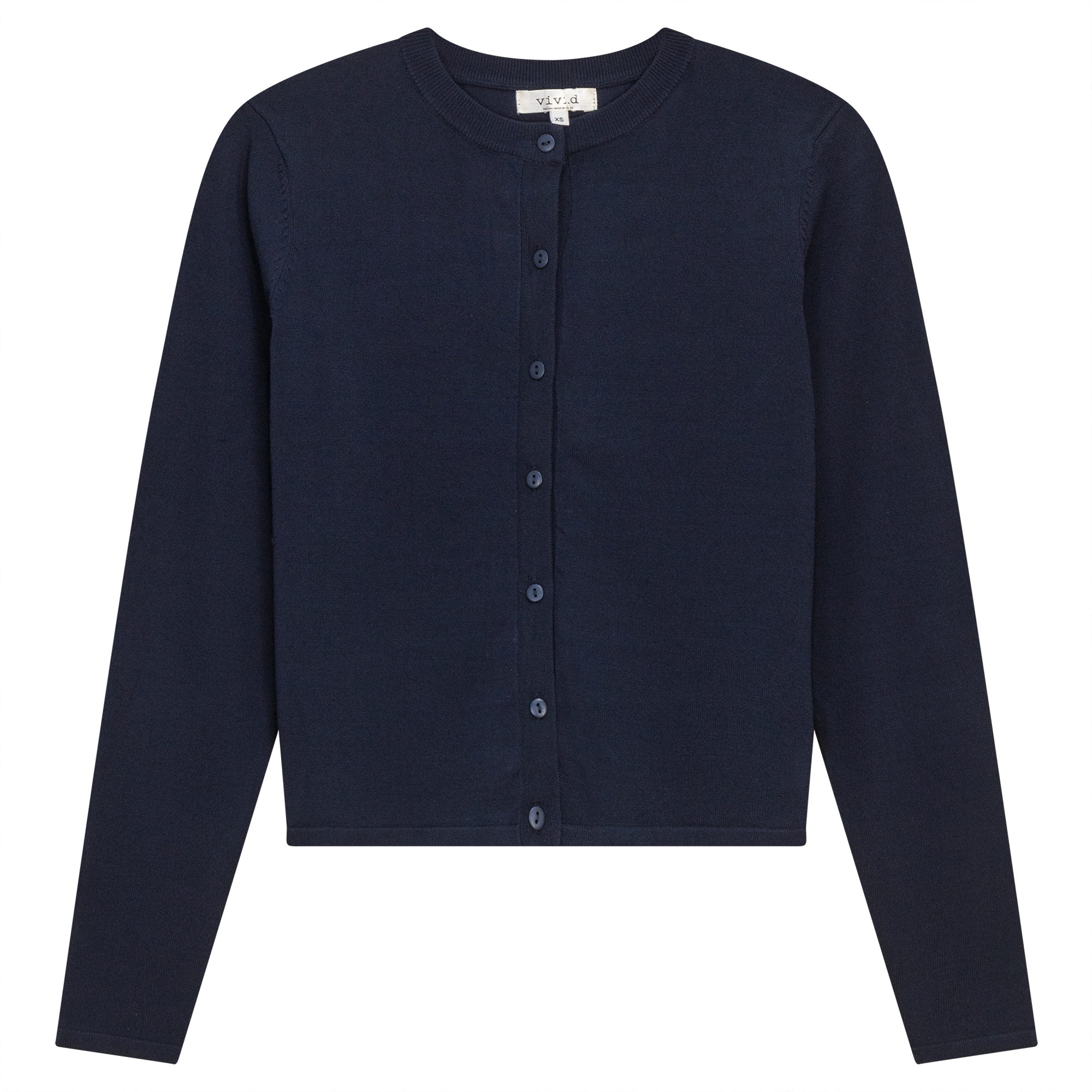 Cropped Knit Cardigan in Dark Navy by Vivid
