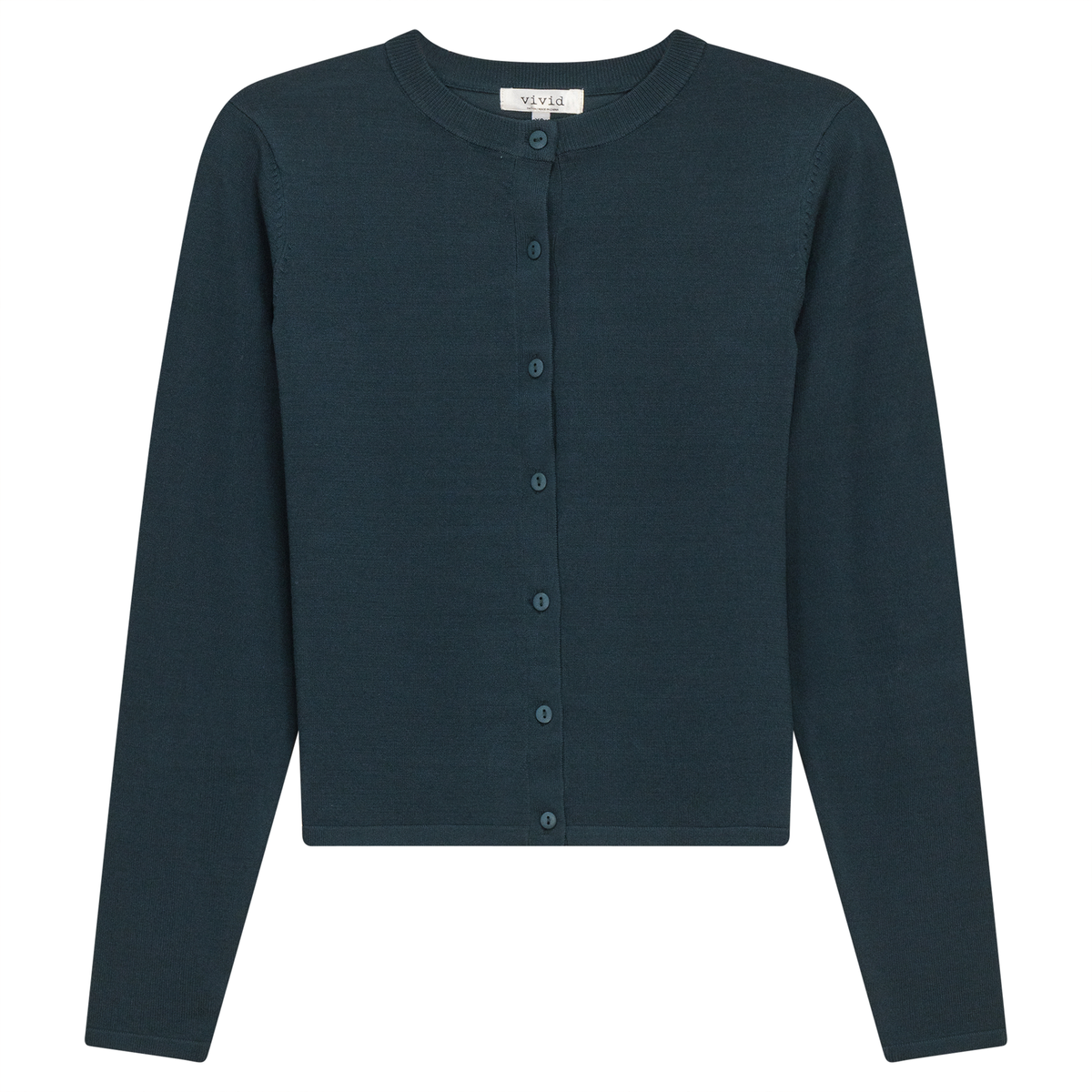 Cropped Knit Cardigan in deep teal by Vivid