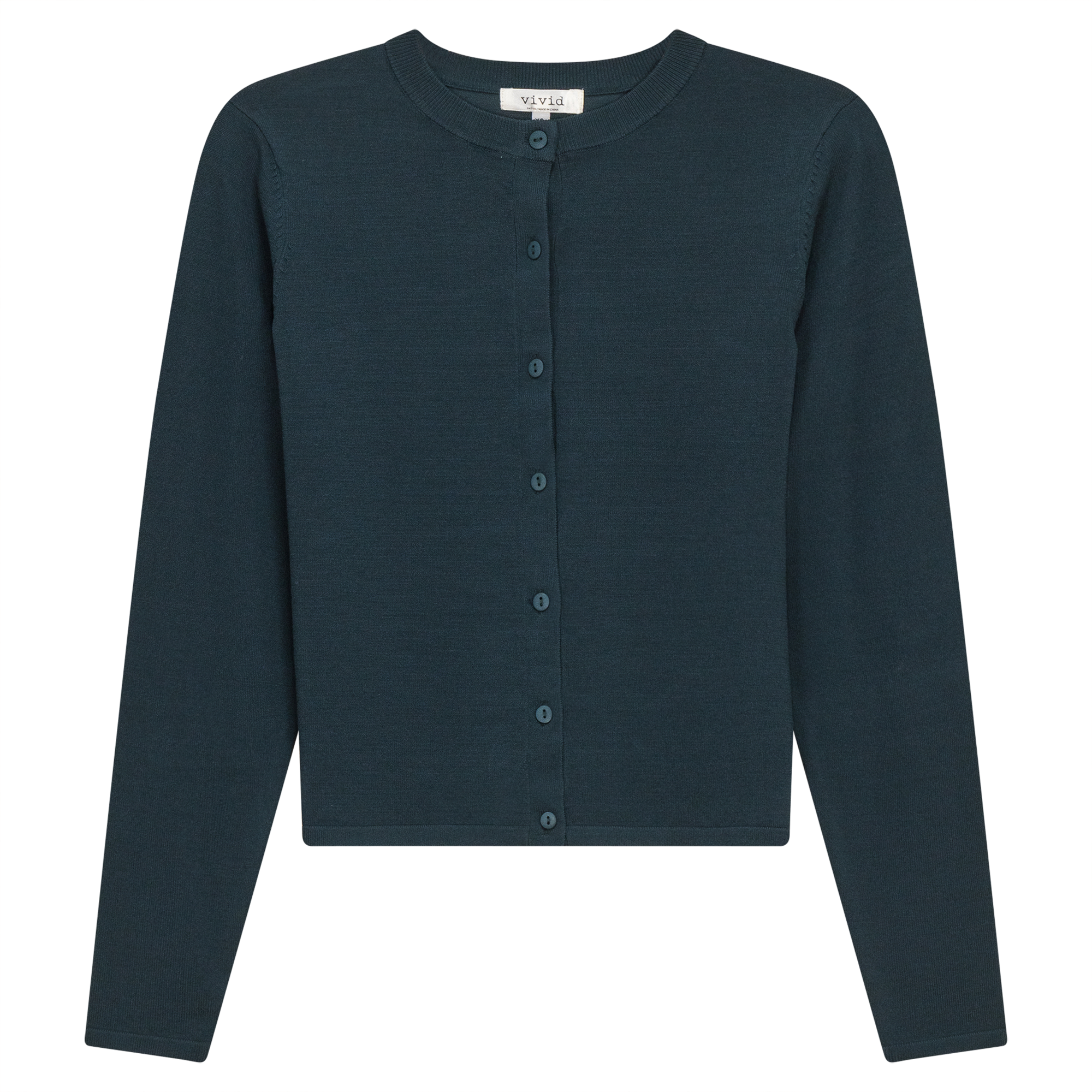 Cropped Knit Cardigan in deep teal by Vivid