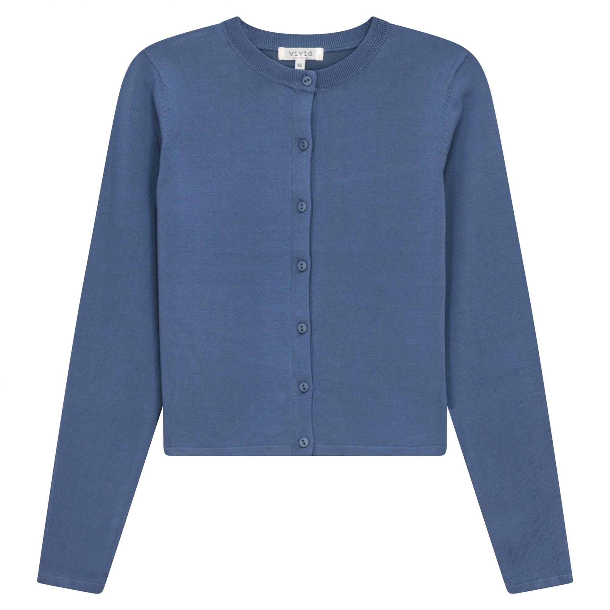 Cropped Knit Cardigan in Steel Blue by Vivid