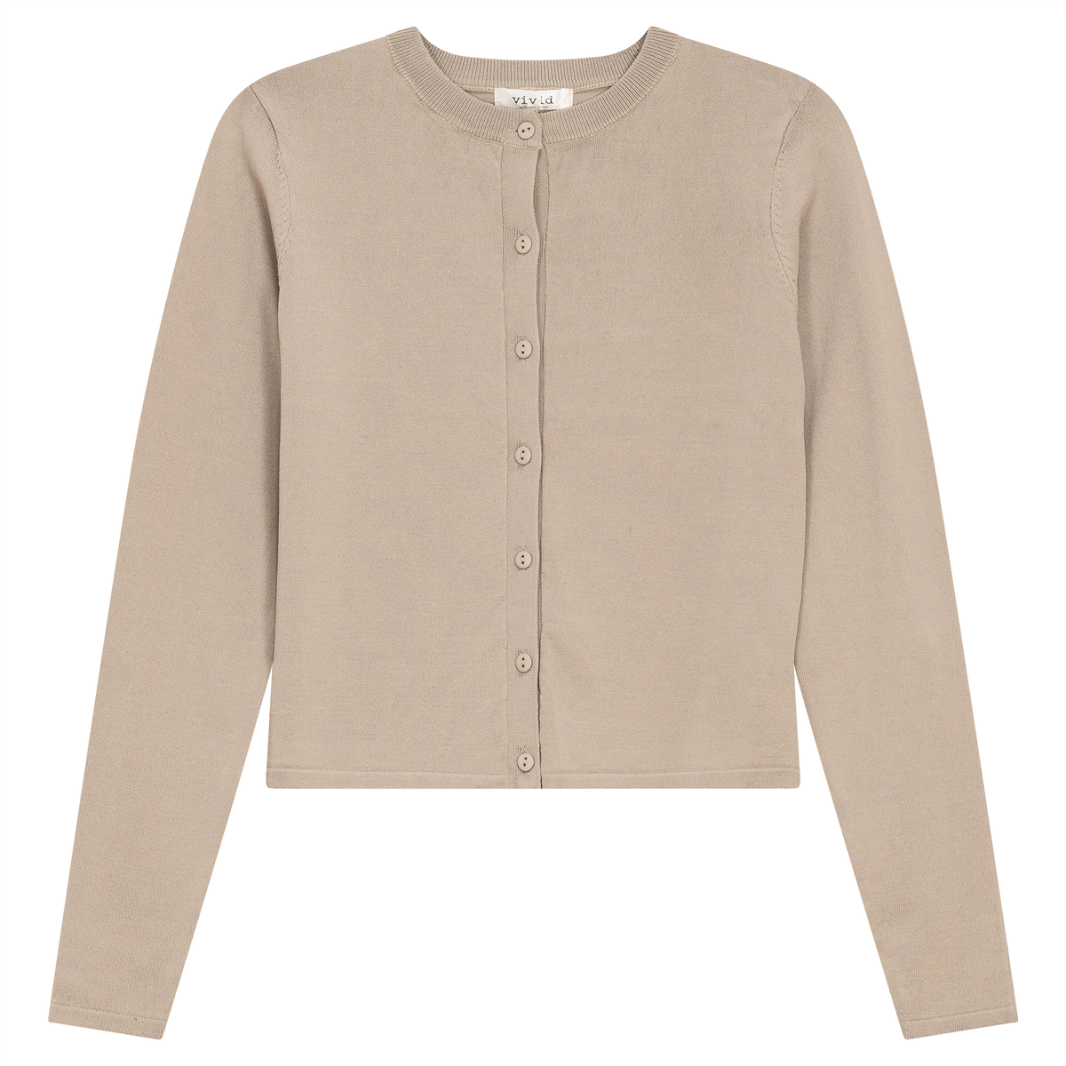 Cropped Knit Cardigan in Stone by Vivid