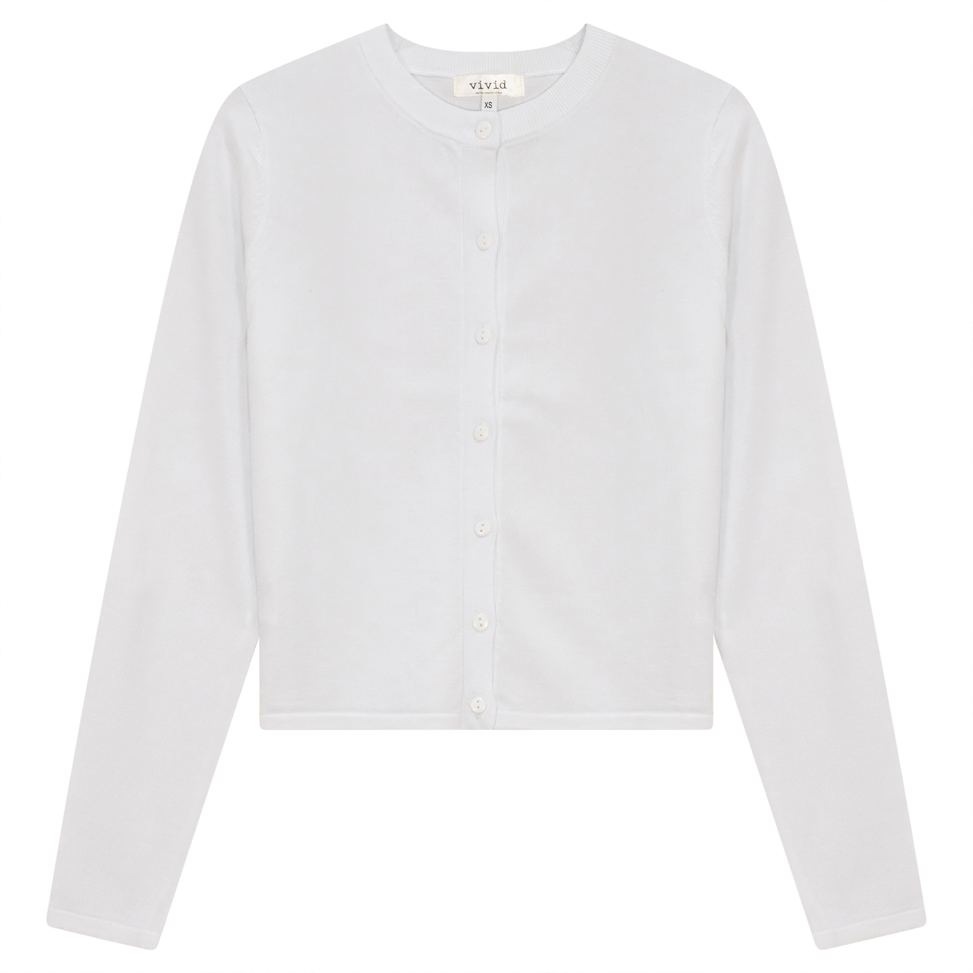 Cropped Knit Cardigan in White by Vivid