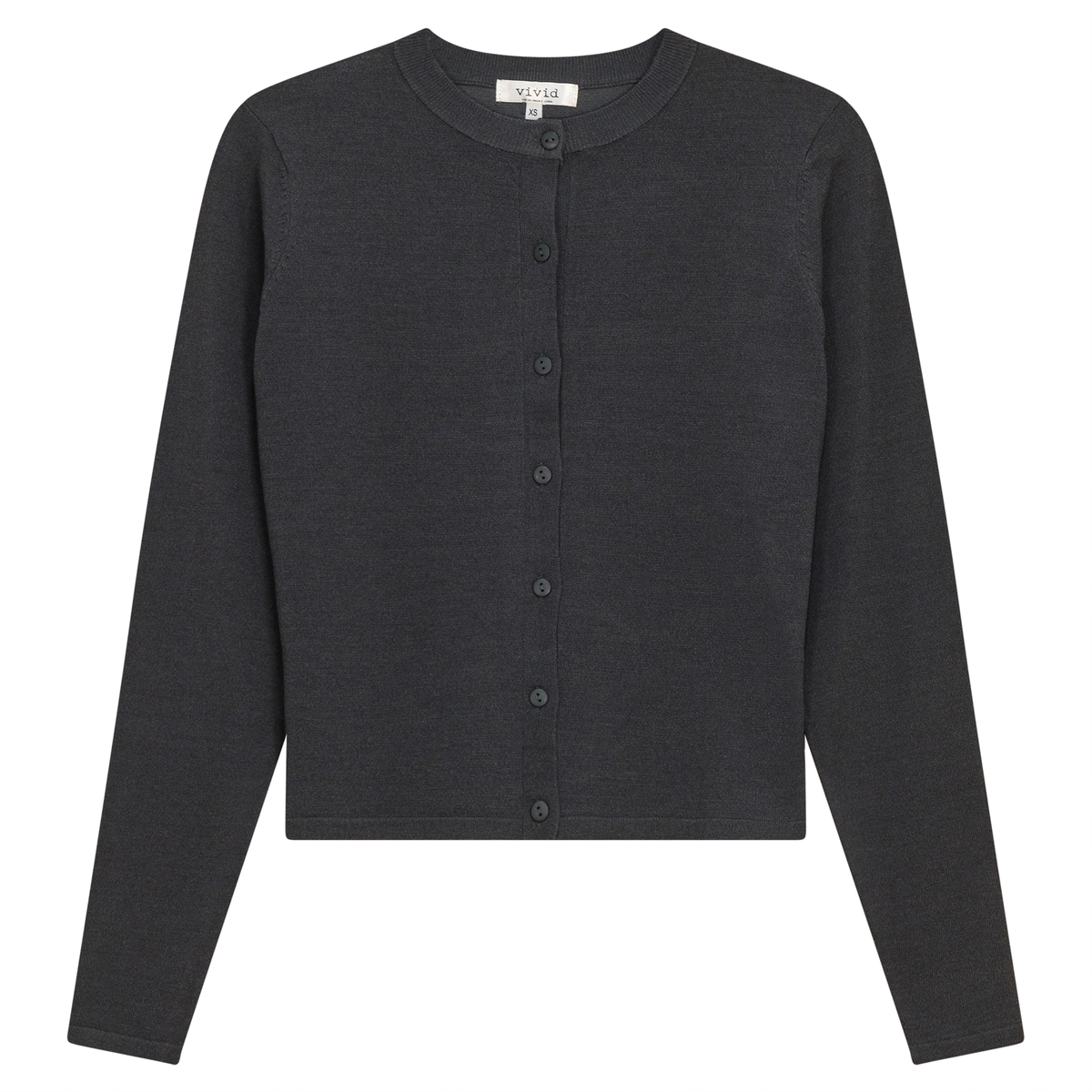 Cropped Knit Cardigan in Dark Grey Mix by Vivid