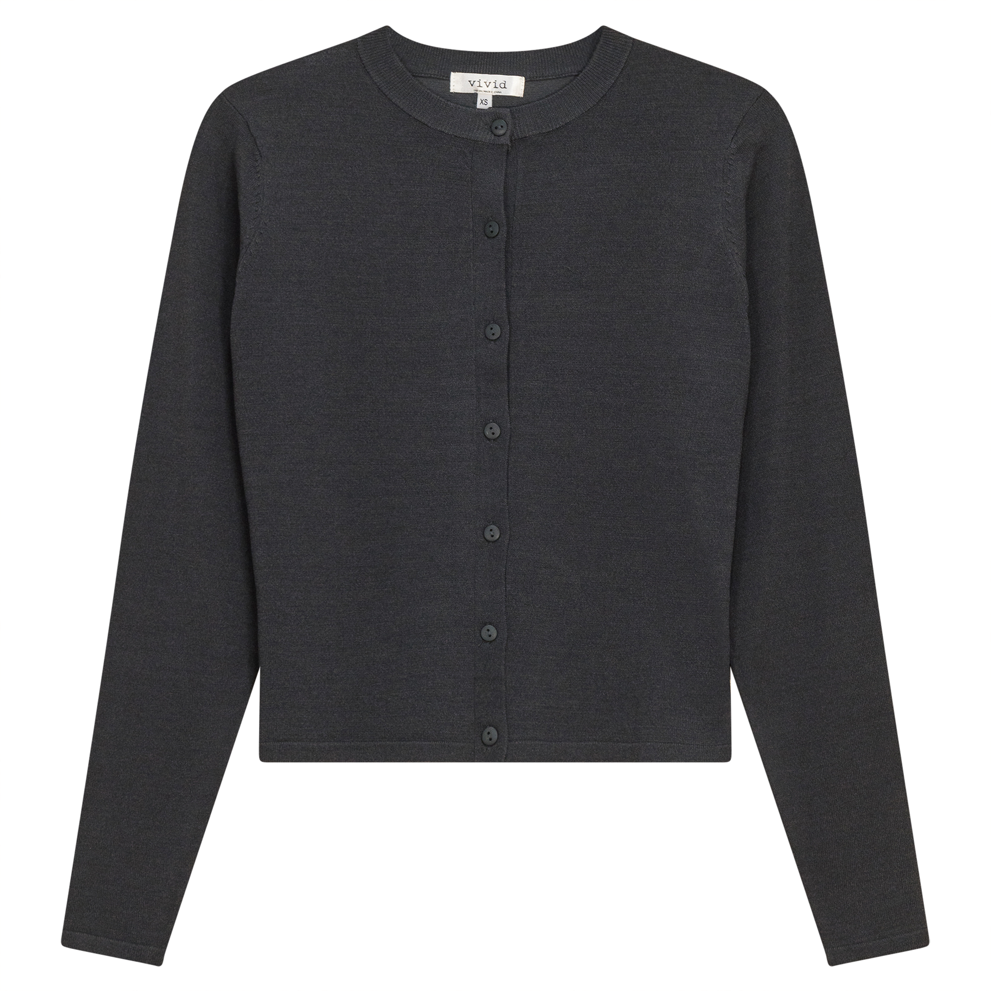 Cropped Knit Cardigan in Dark Grey Mix by Vivid