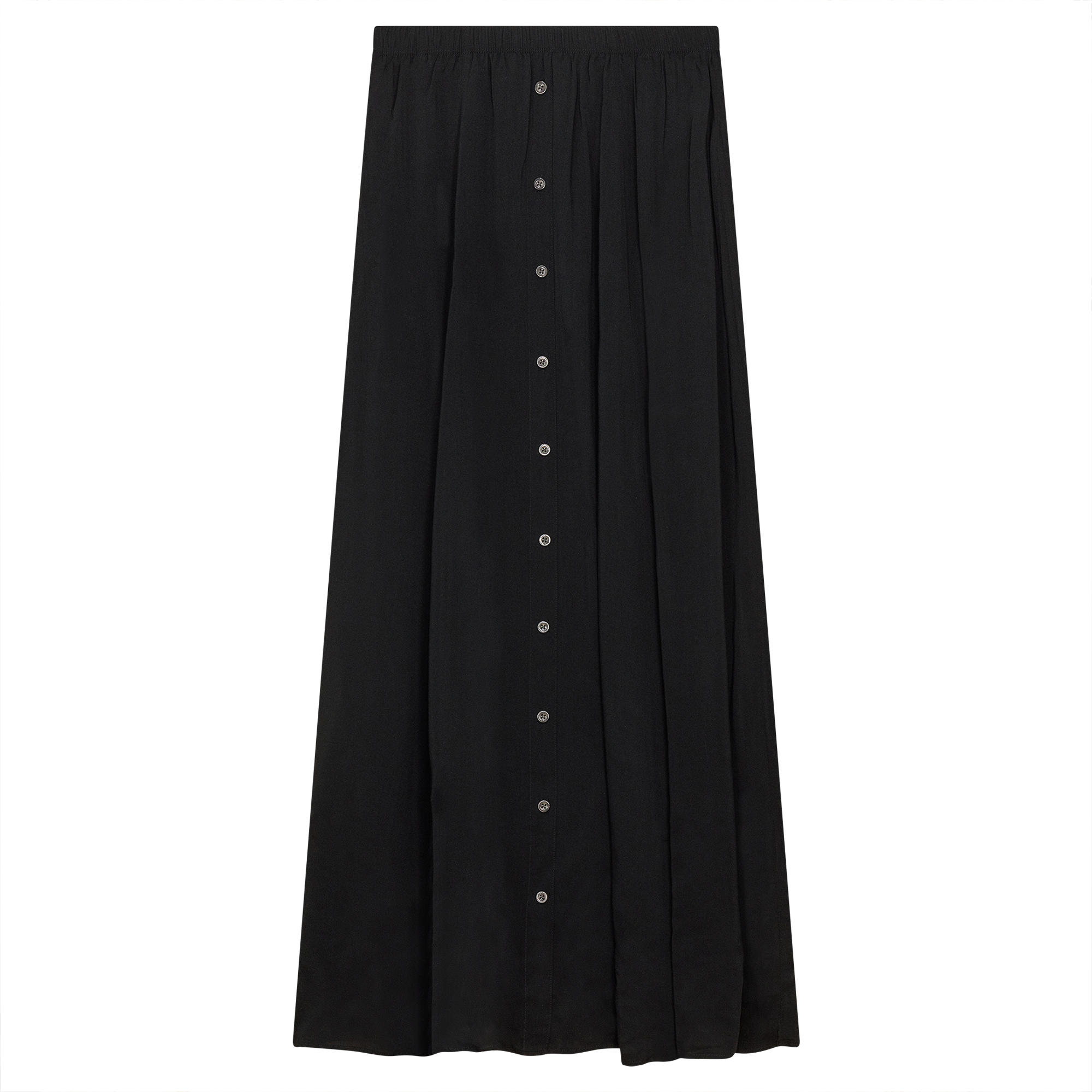 Maxi Gauze Button Skirt in Black by Maxmrkt