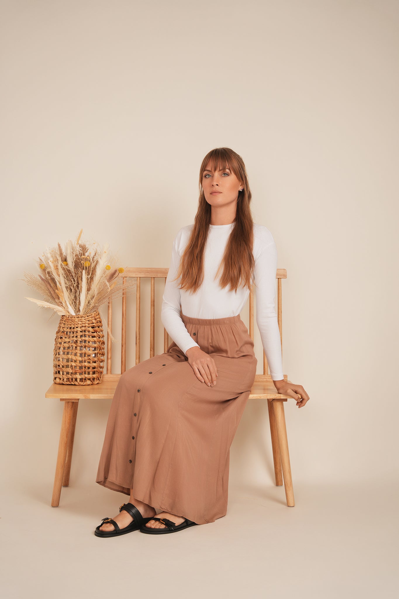 Maxi Gauze Button Skirt in by Maxmrkt