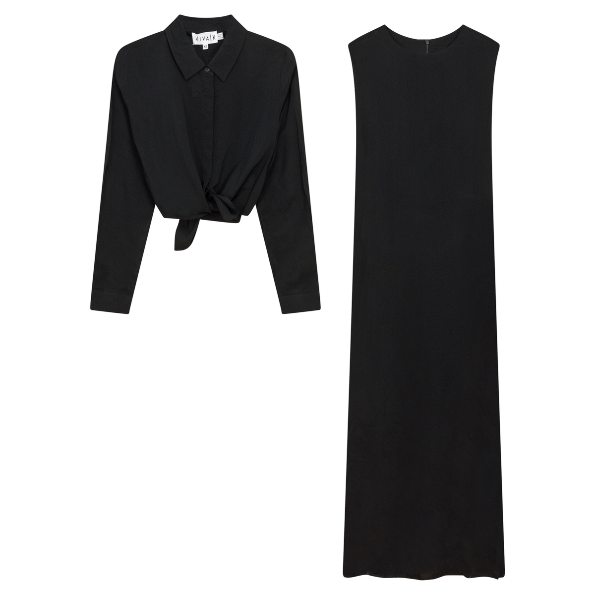 Bolero Midi Shirt Dress in Black by Viva K