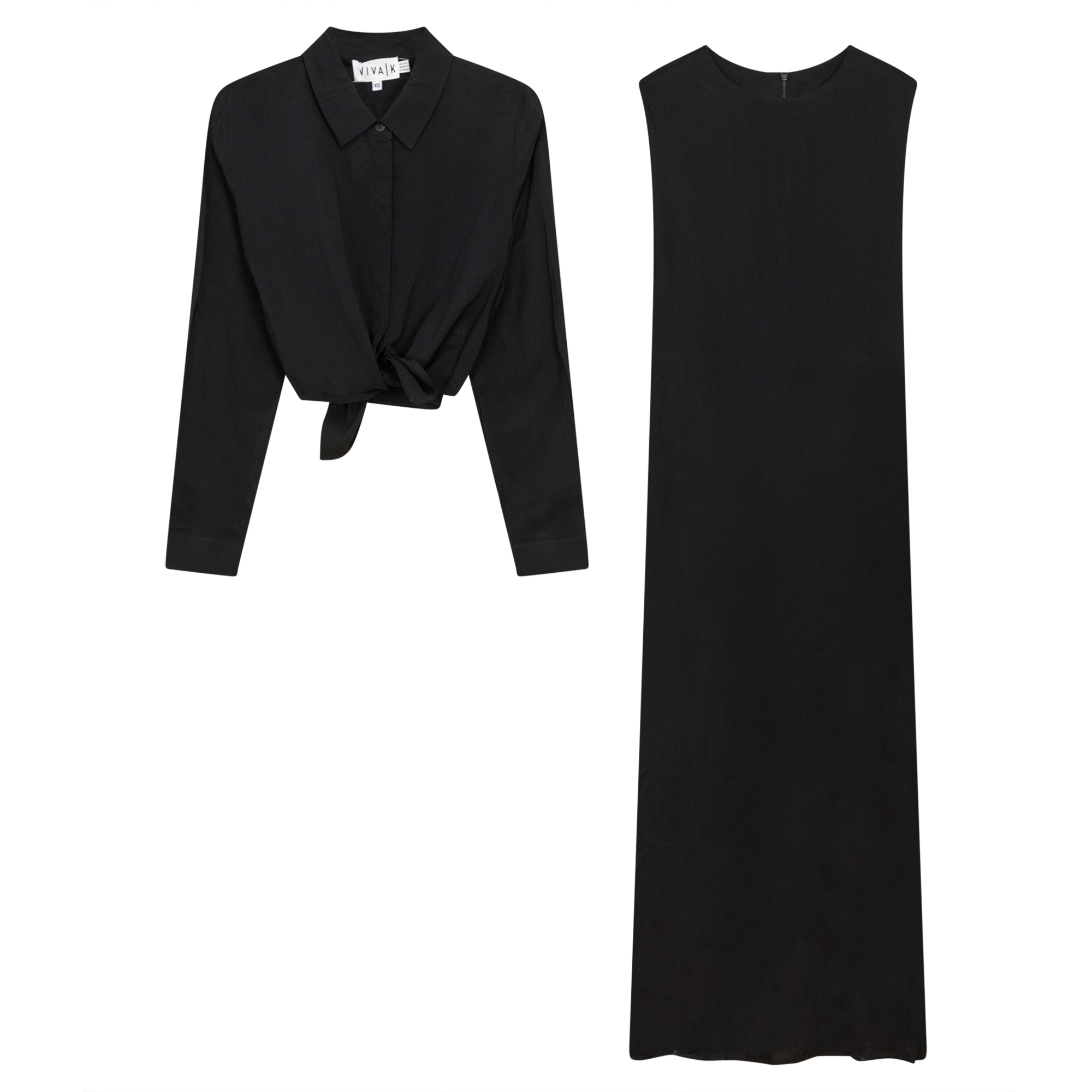 Bolero Midi Shirt Dress in Black by Viva K