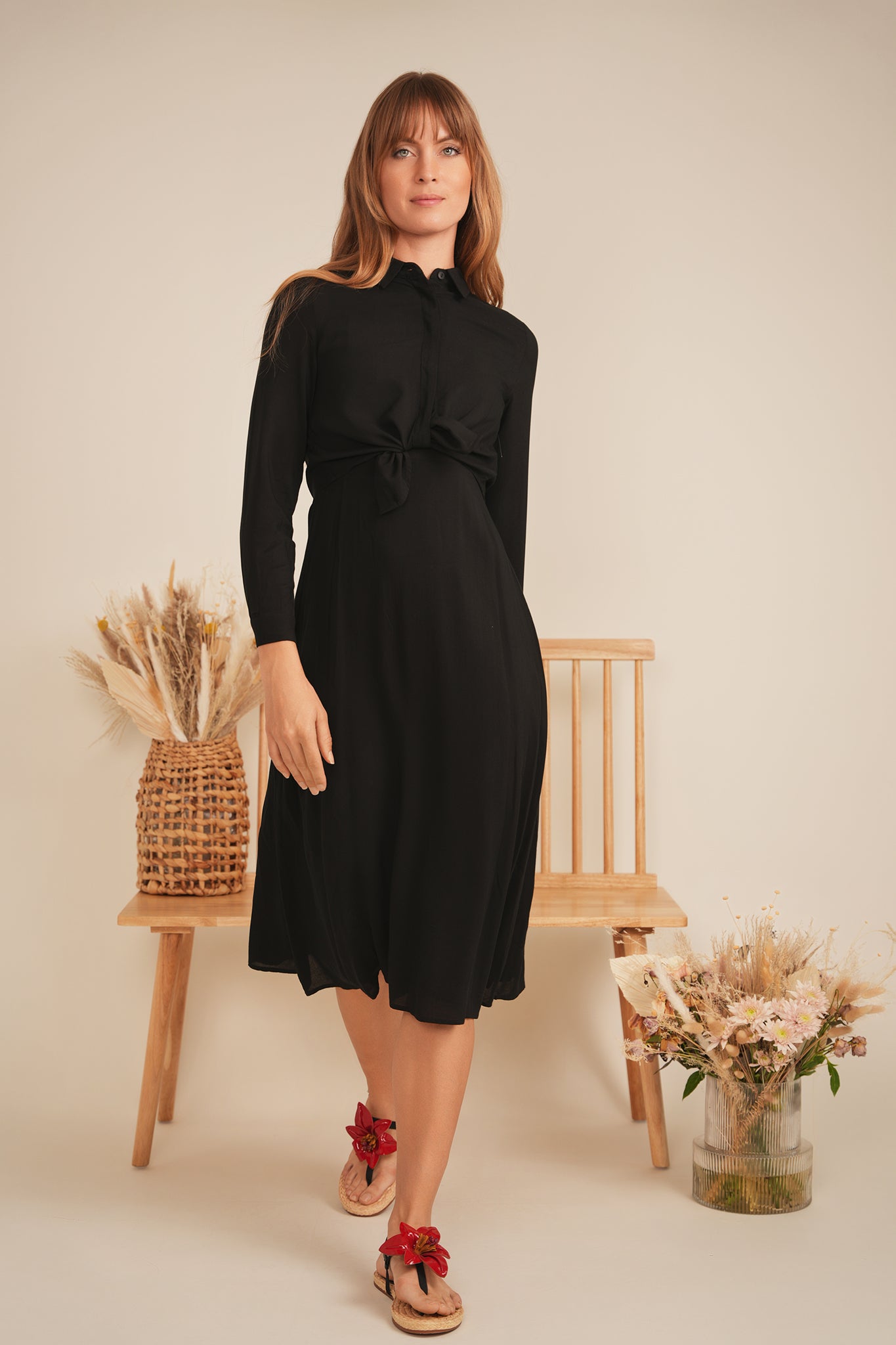 Bolero Midi Shirt Dress in by Viva K