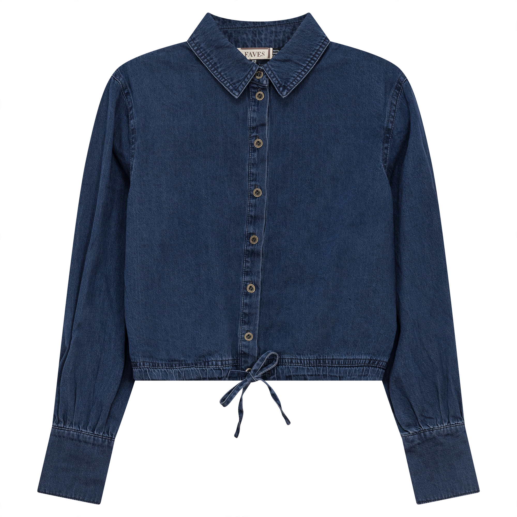 Denim Henley Bungee Top in Denim Washed by Faves