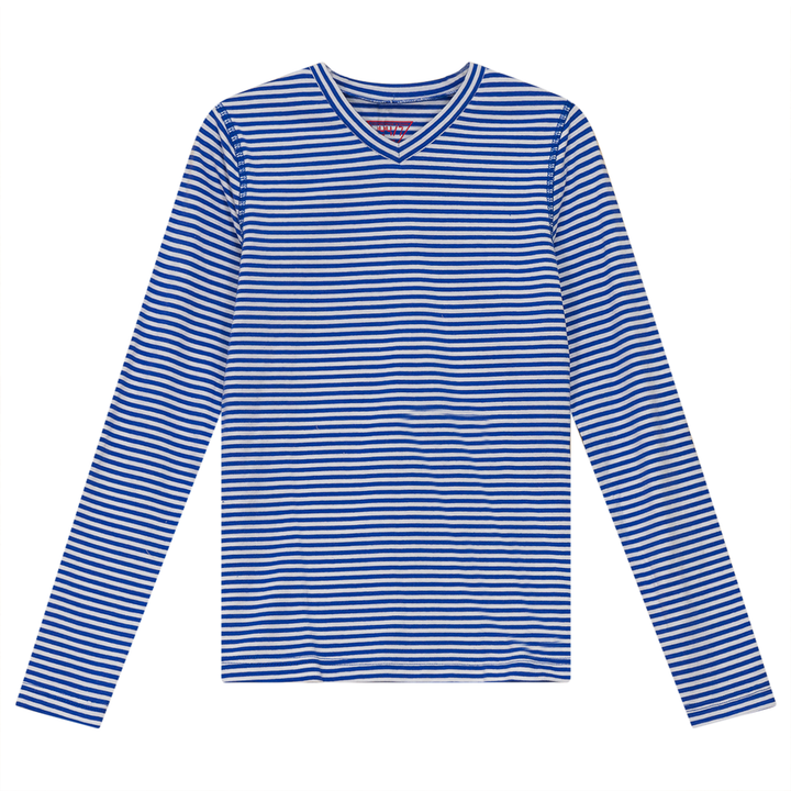 V Neck Striped Top Blue White Ladies Pullover by {{ product_vemdor}}