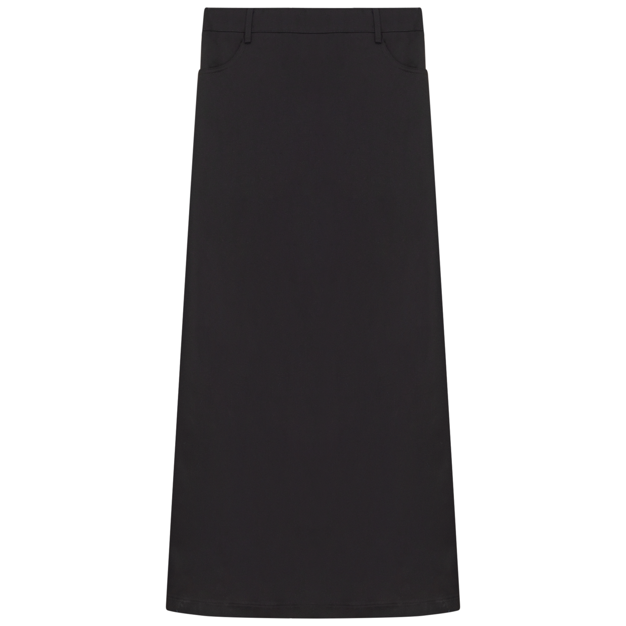 A-Line Detailed Maxi Skirt in Black Denim by Spades