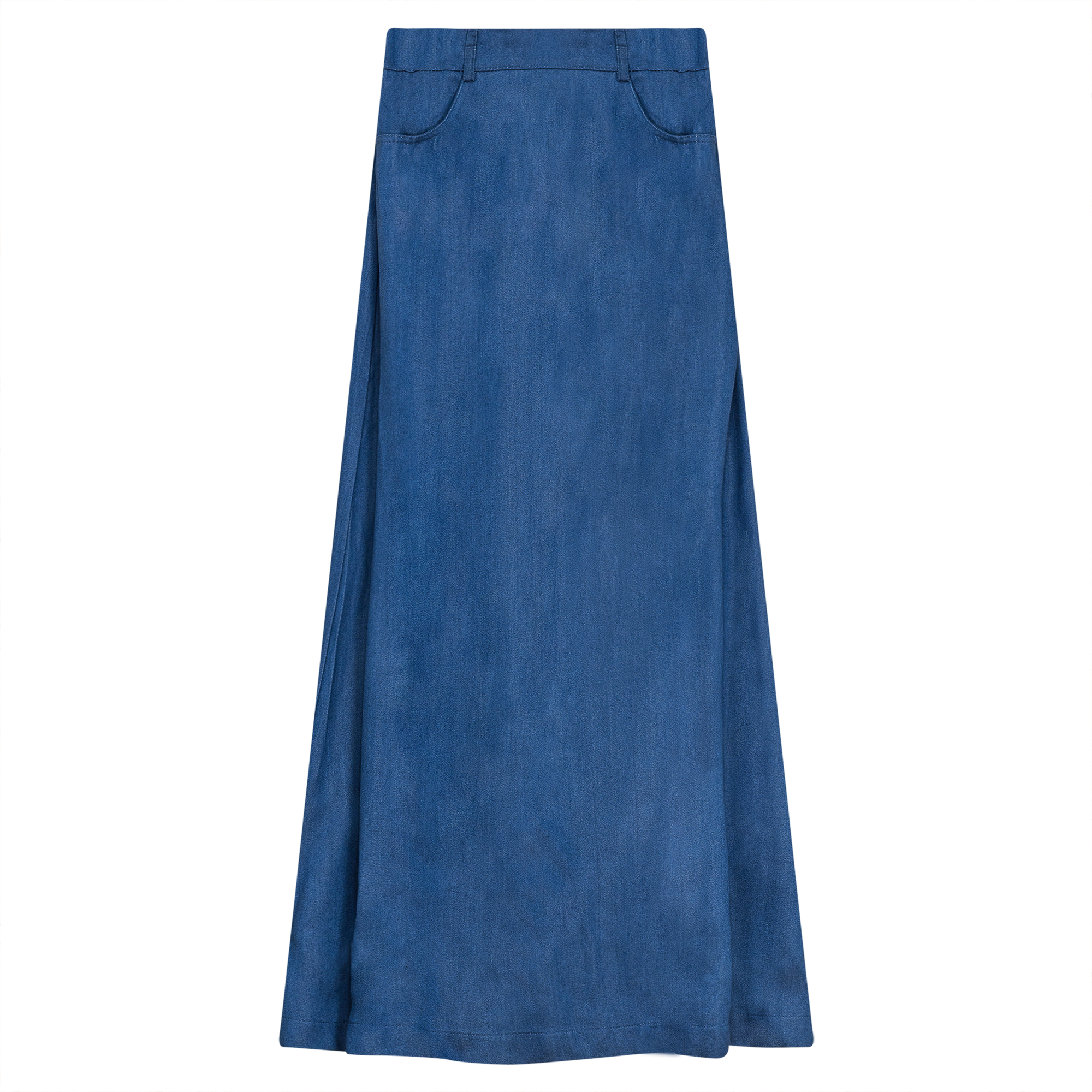 A-Line Detailed Maxi Skirt in Chambray by Spades