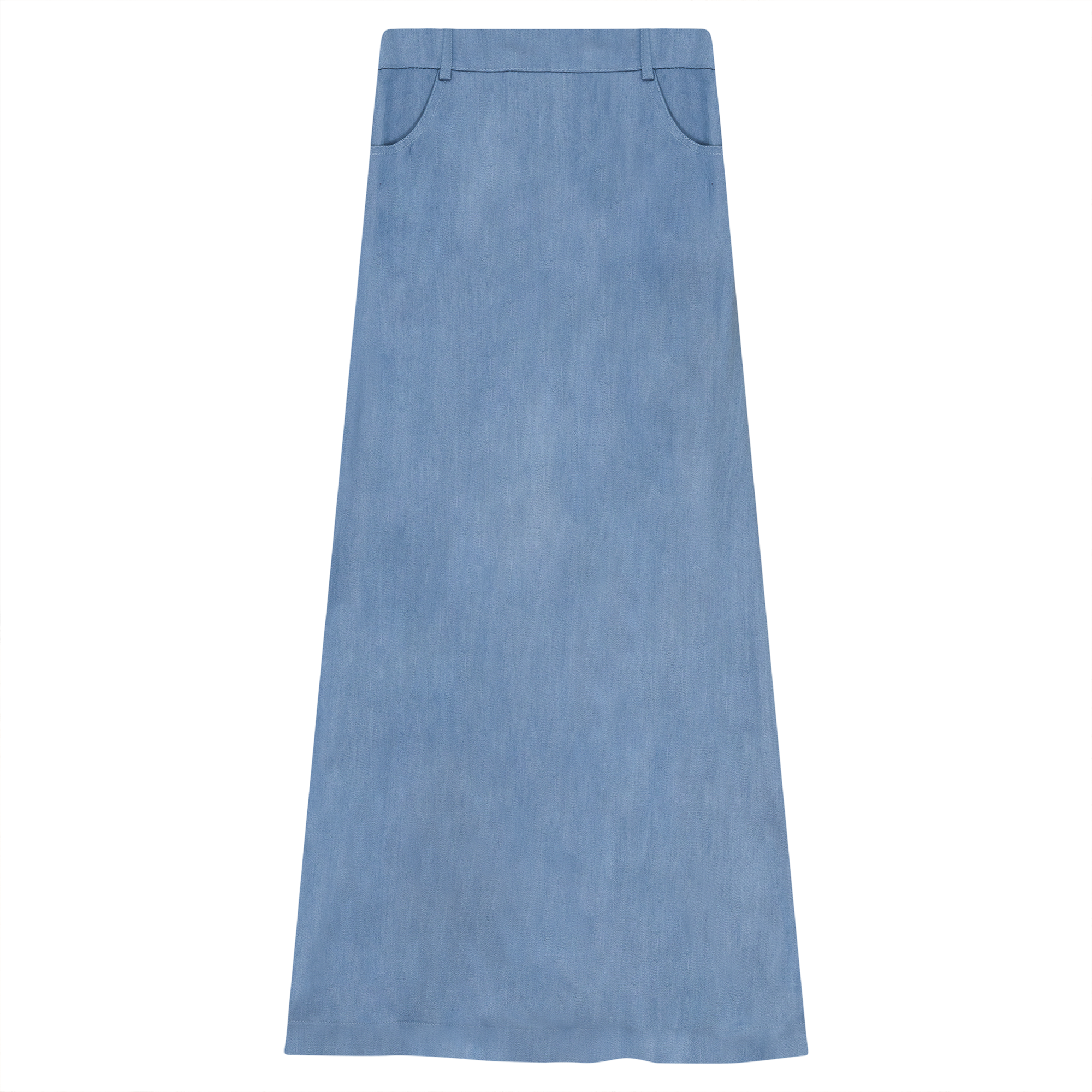 A-Line Detailed Maxi Skirt in Light Denim by Spades