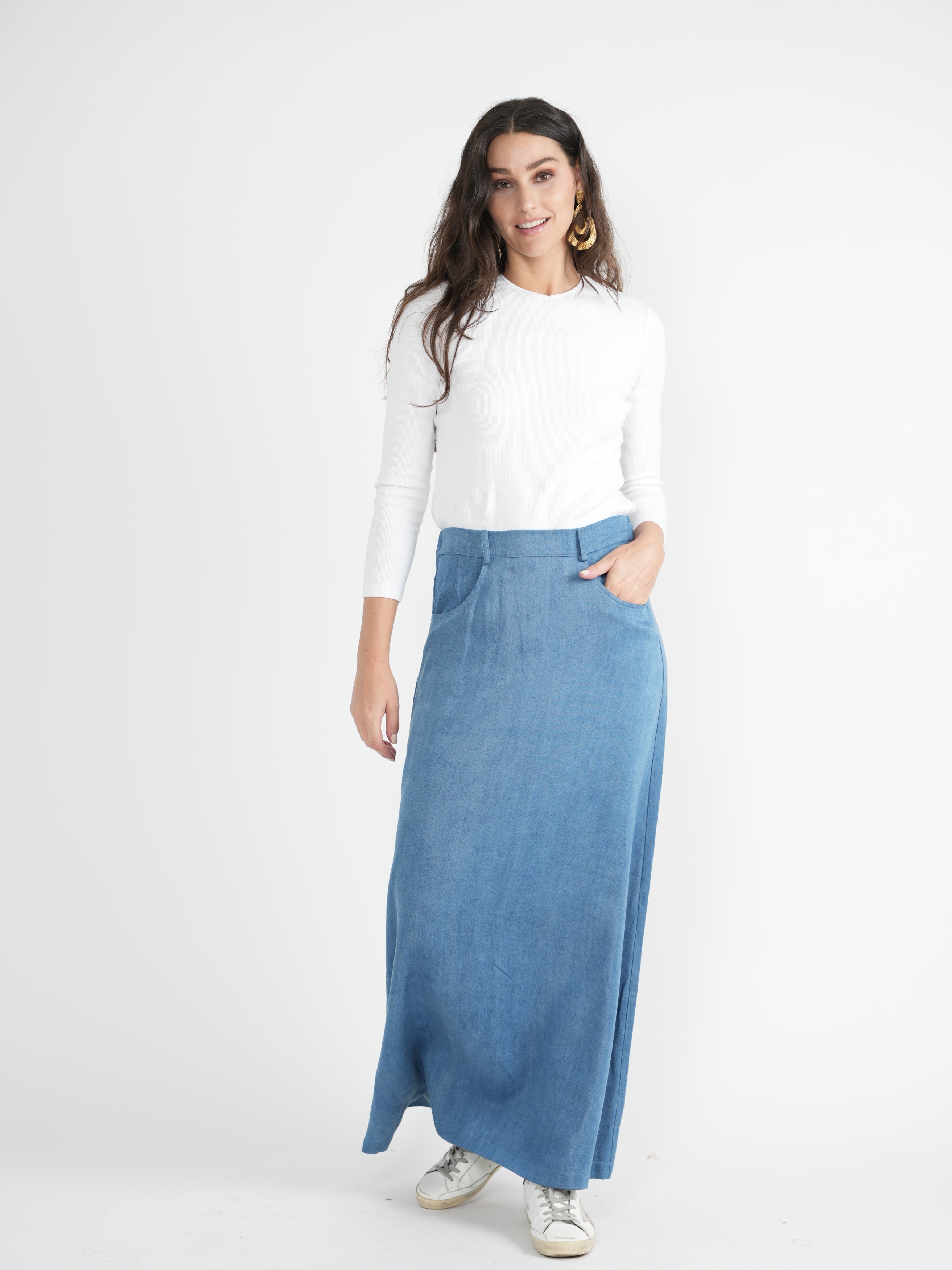 A-Line Detailed Maxi Skirt in by Spades