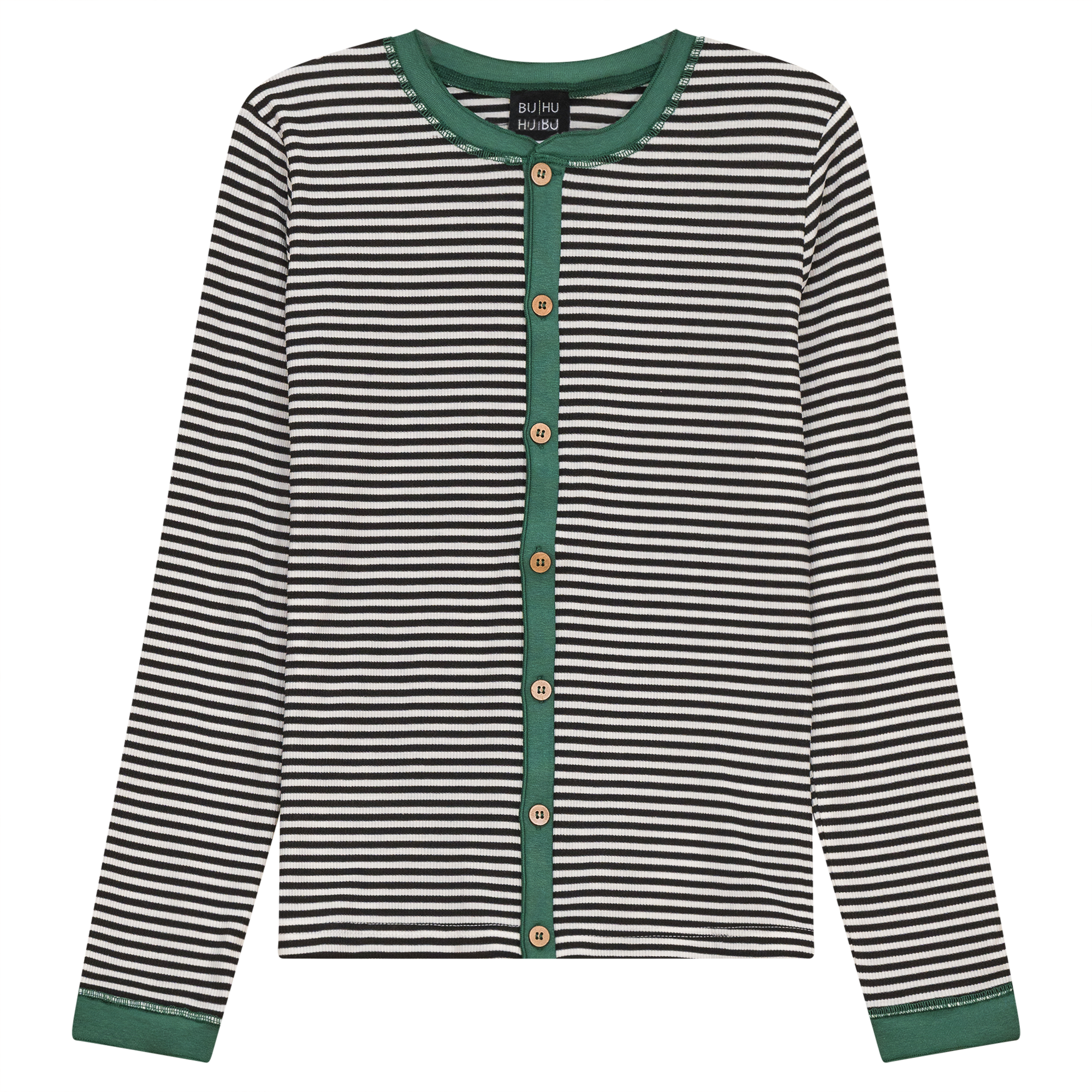 Stripped Ribbed Contrast Top in Black White by BuHu