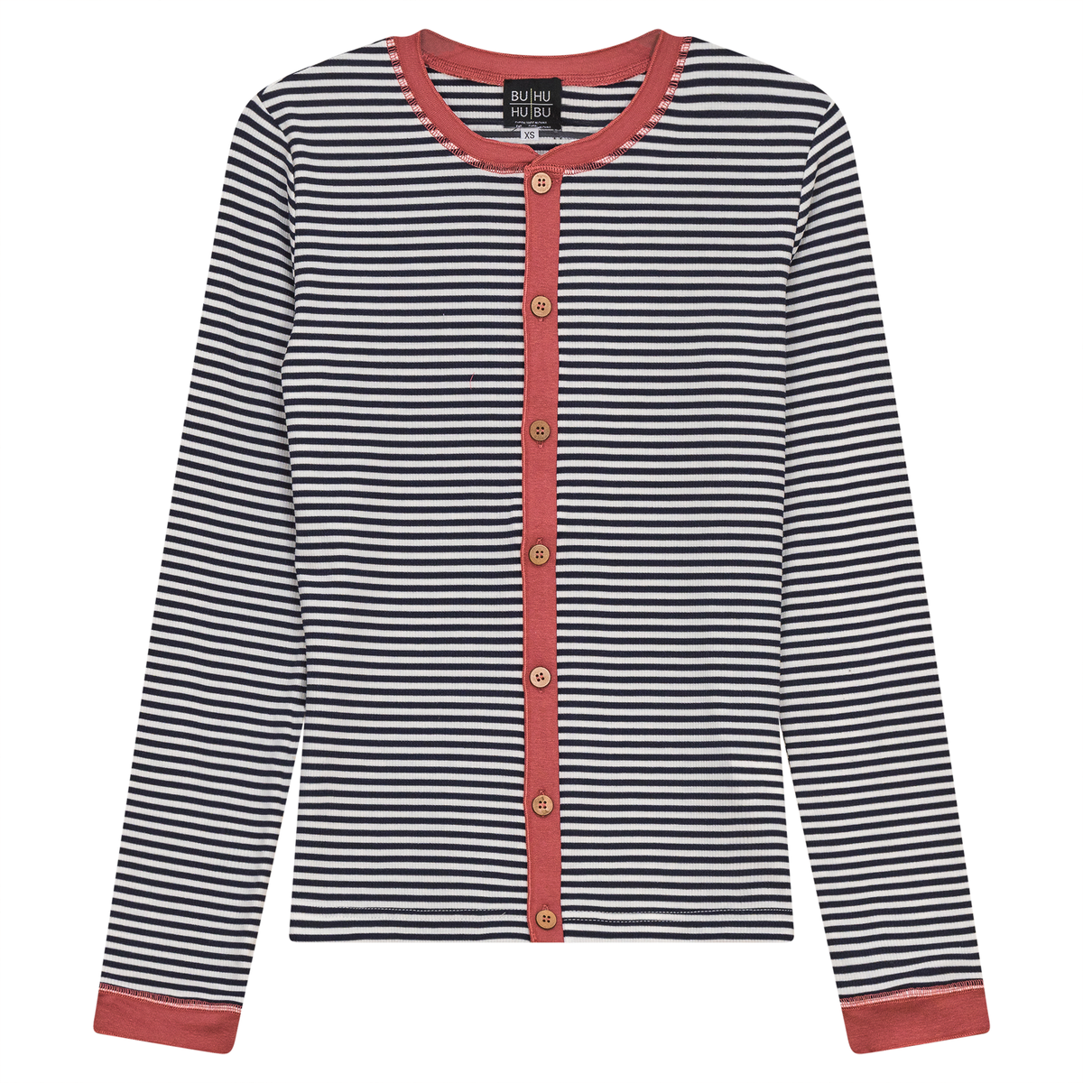 Stripped Ribbed Contrast Top in Dark Denim White by BuHu