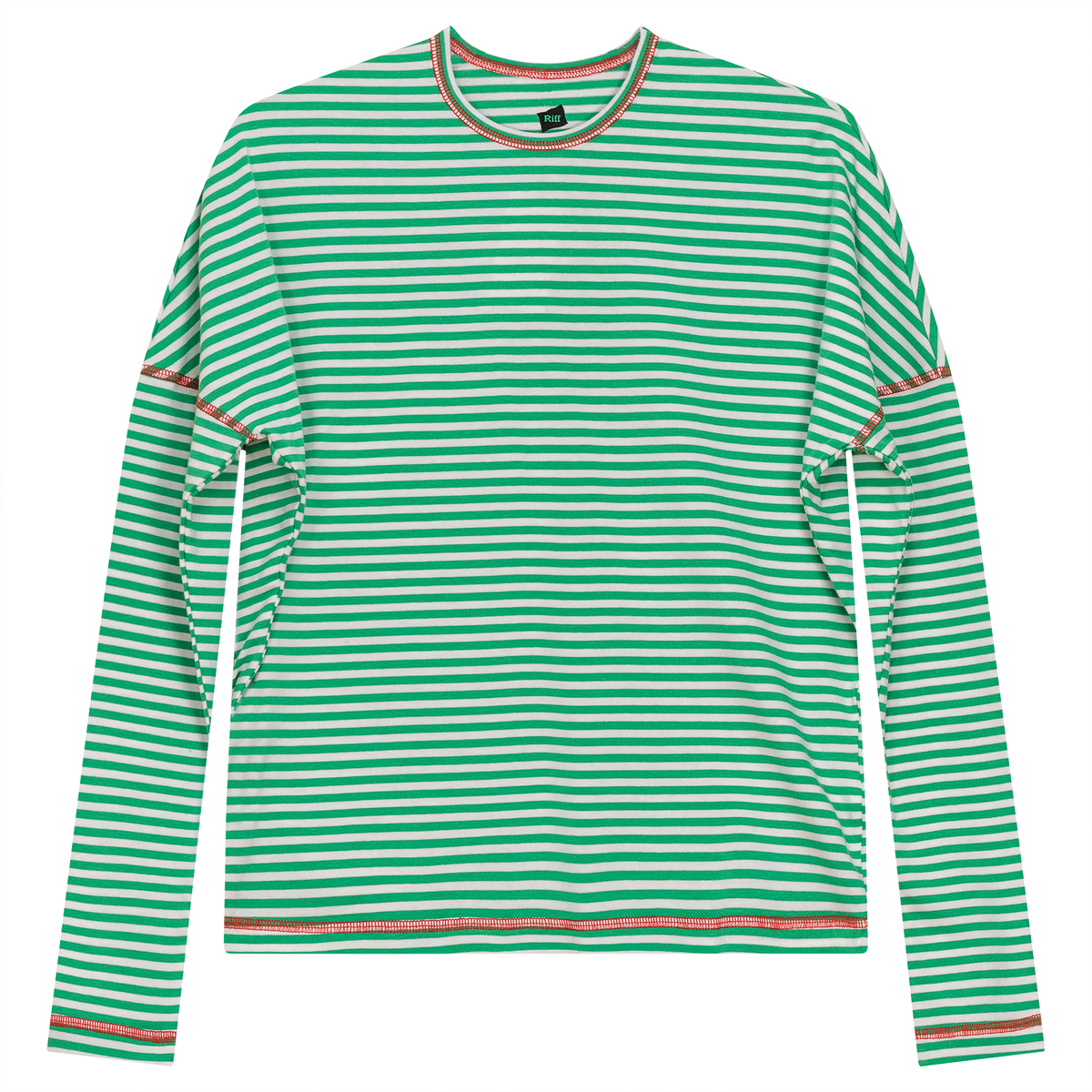 Stripped Drop Shoulder Top in Apple White by Riff