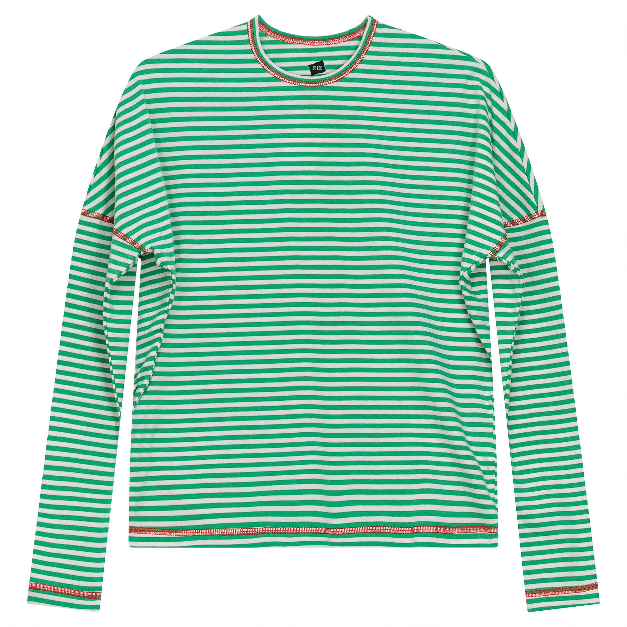 Stripped Drop Shoulder Top in Apple White by Riff