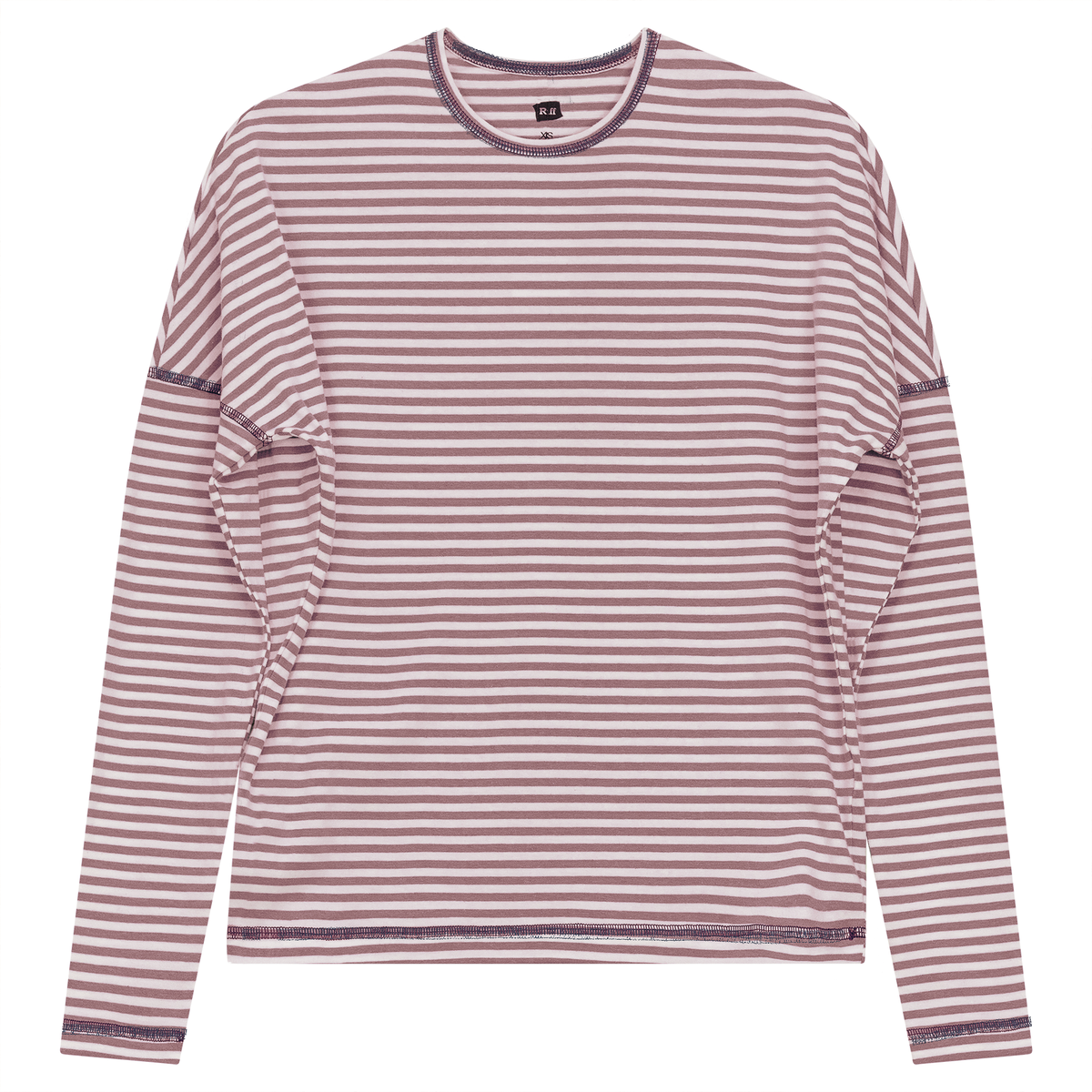 Stripped Drop Shoulder Top in Berry White by Riff