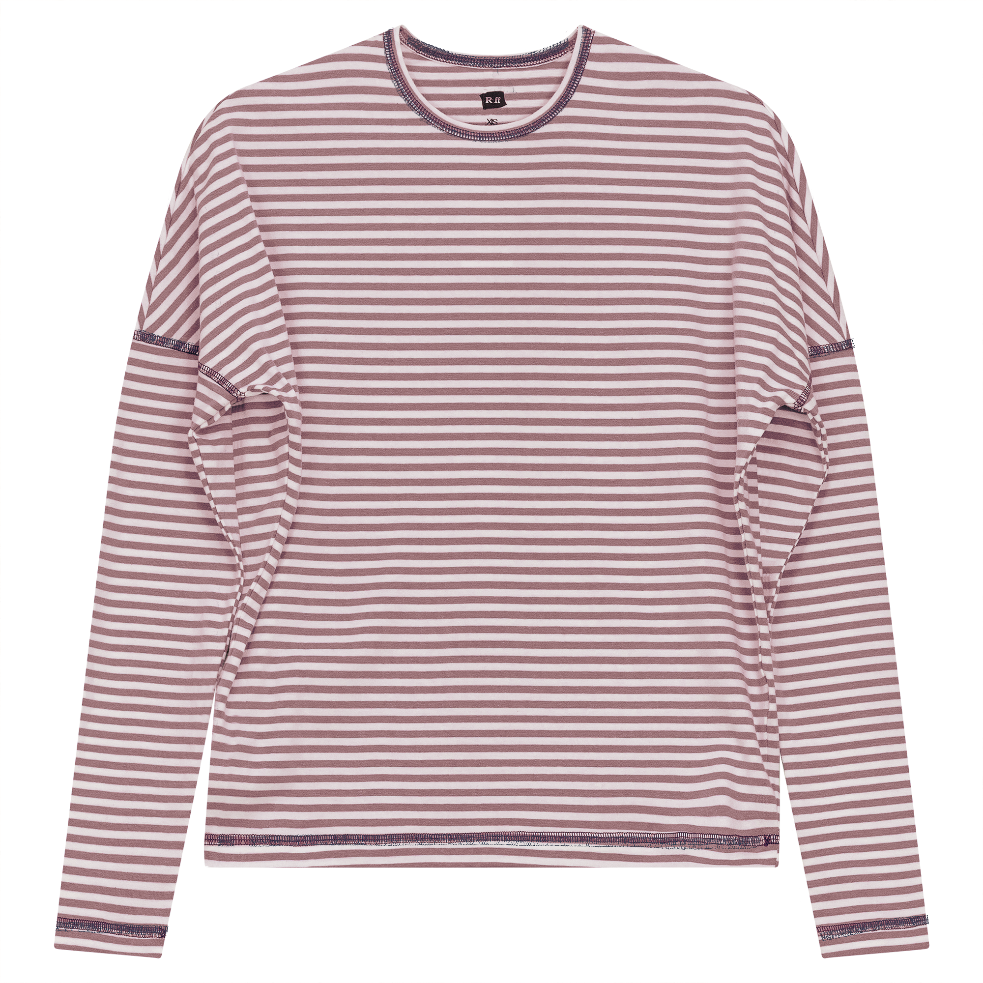 Stripped Drop Shoulder Top in Berry White by Riff