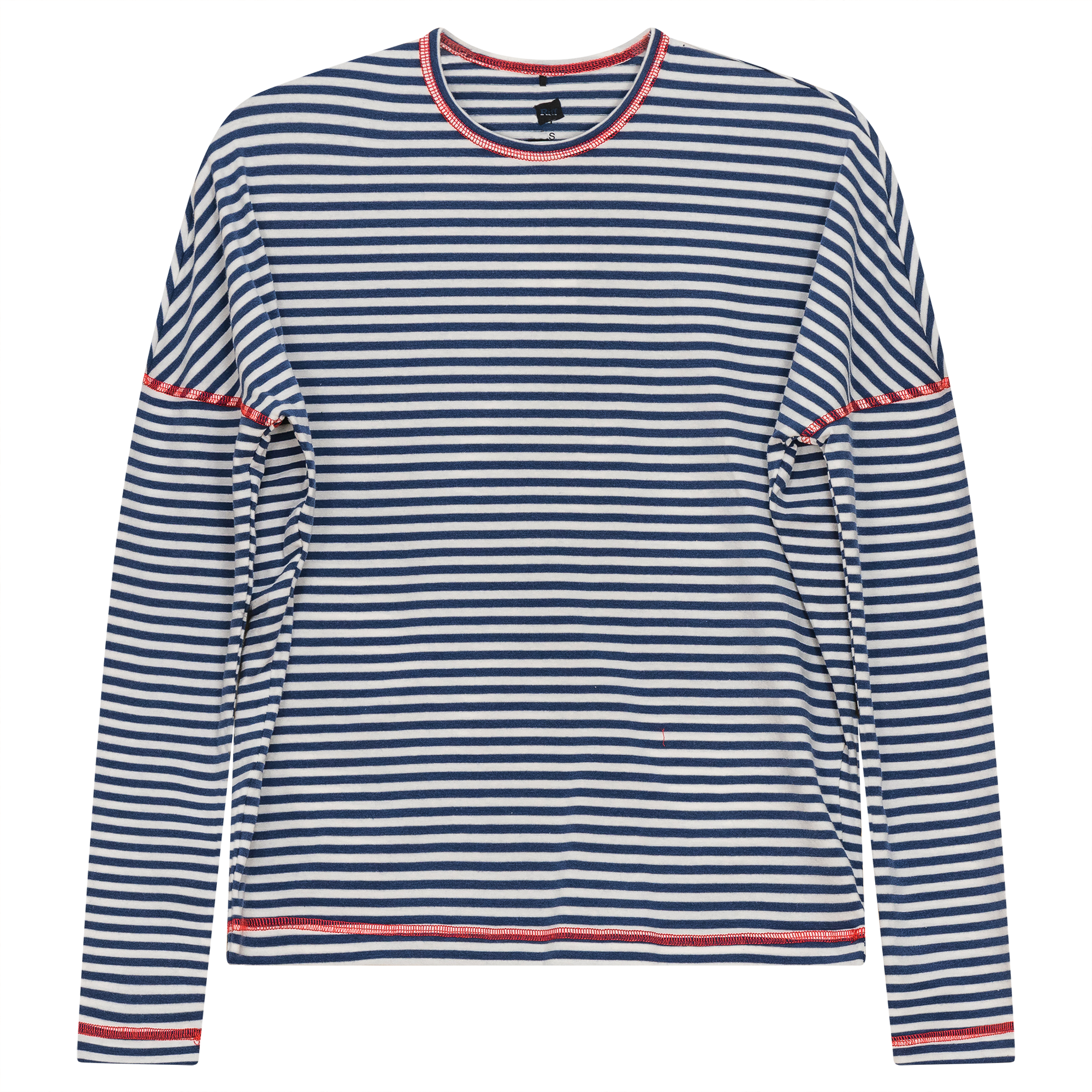 Stripped Drop Shoulder Top in Chambray White by Riff