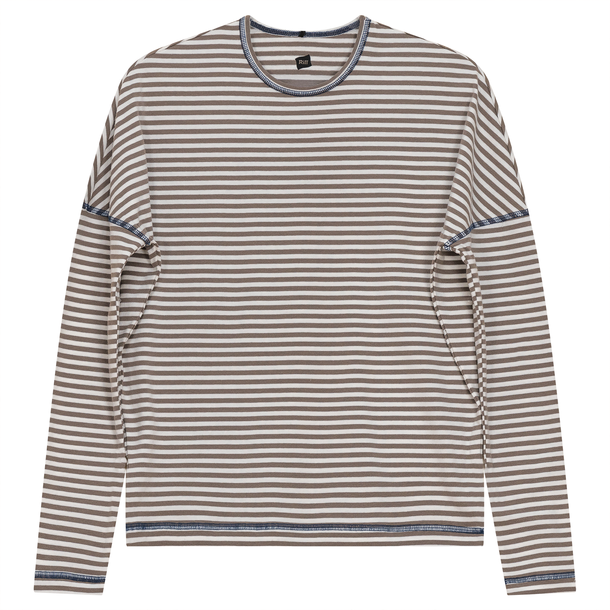 Stripped Drop Shoulder Top in Stone White by Riff