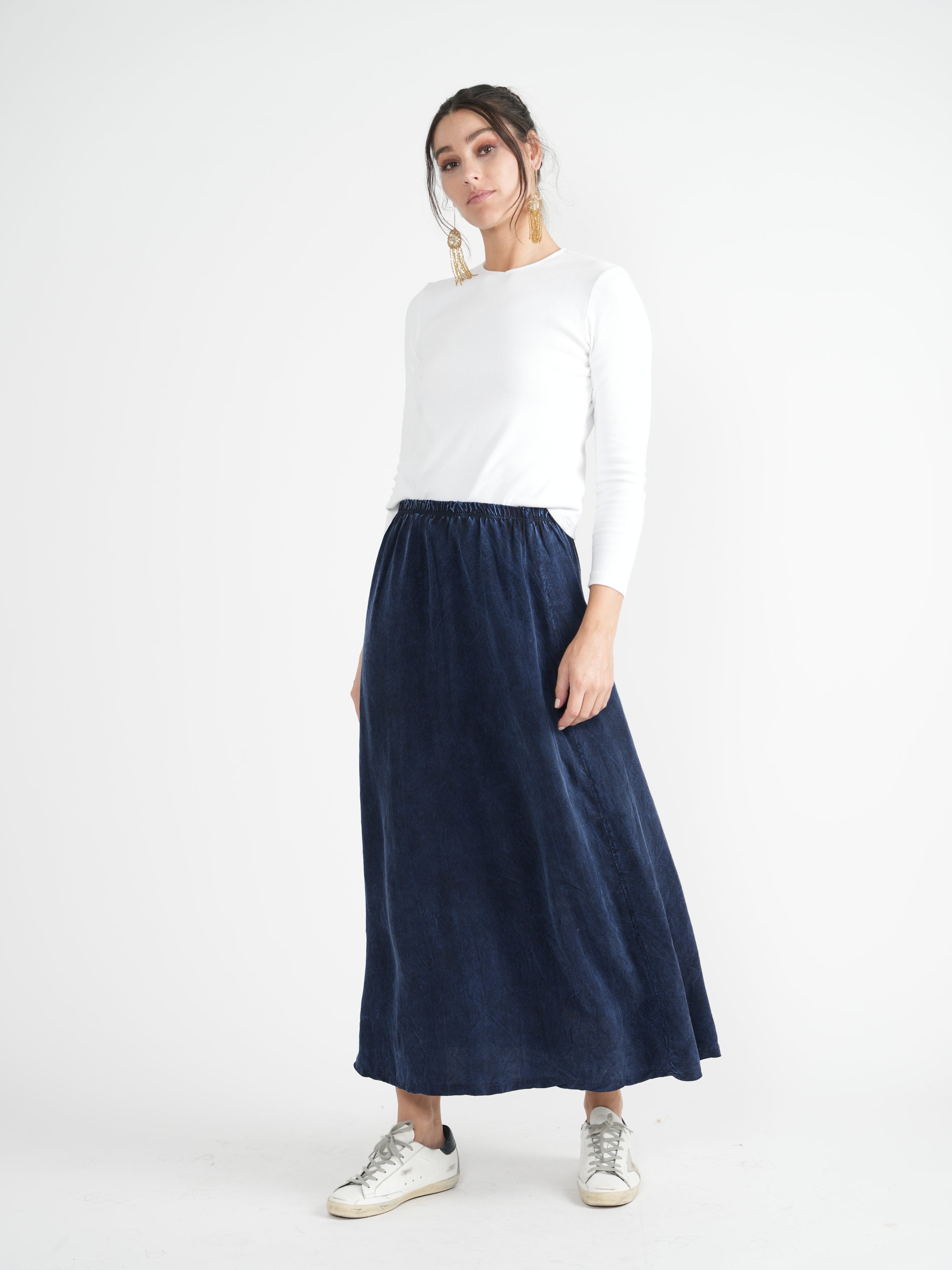 Wash Denim Maxi skirt in by Faves