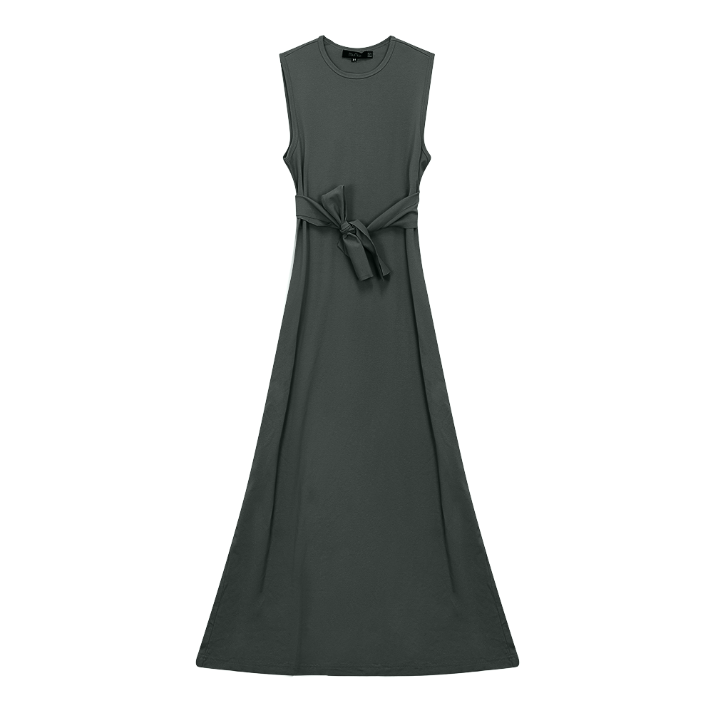 A Line Crew Neck Maxi Jumper Dress in Basil by MiuMax