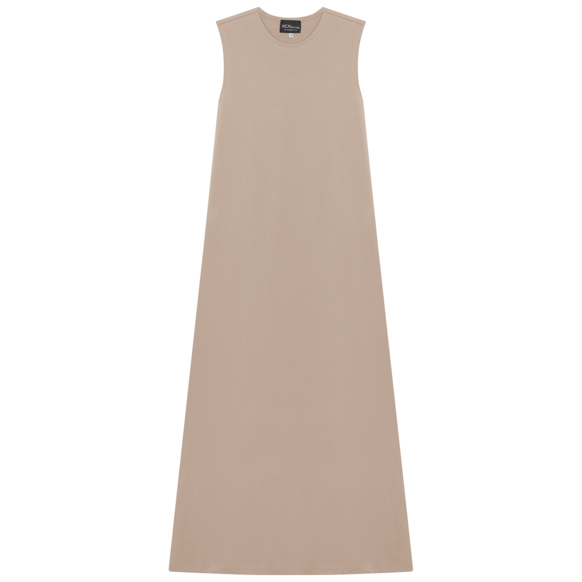 A Line Crew Neck Maxi Jumper Dress in Light Beige by MiuMax