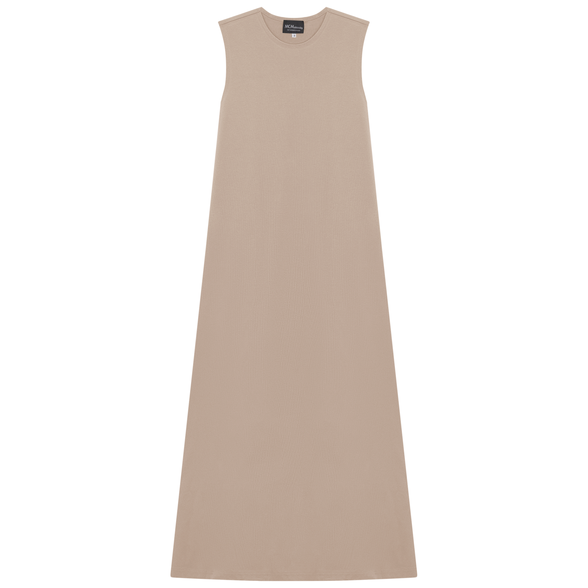 A Line Crew Neck Maxi Jumper Dress in Light Beige by MiuMax